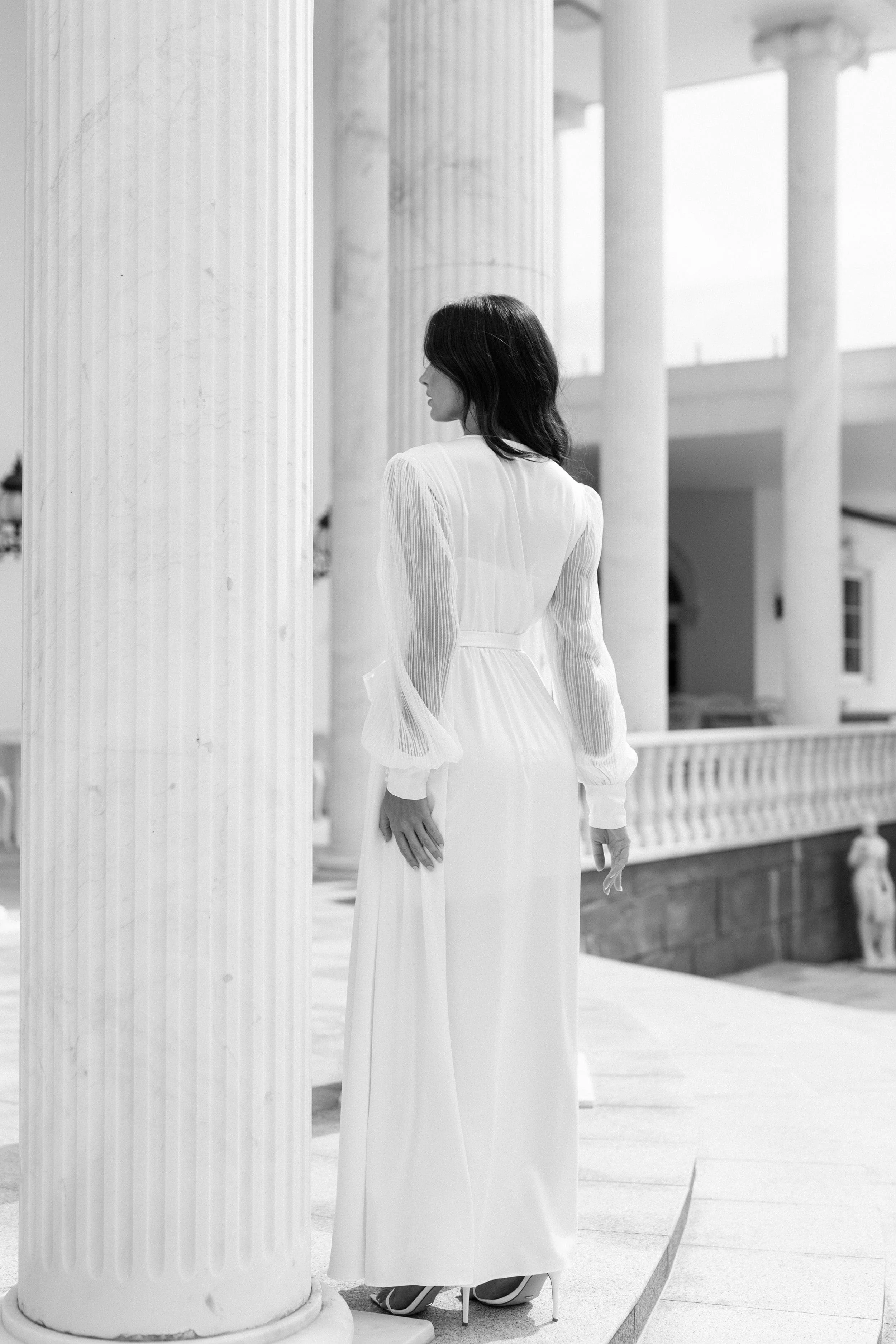 Alaina Pleated Sleeve Satin Maxi Bridal Robe - Includes Slip - Image 9