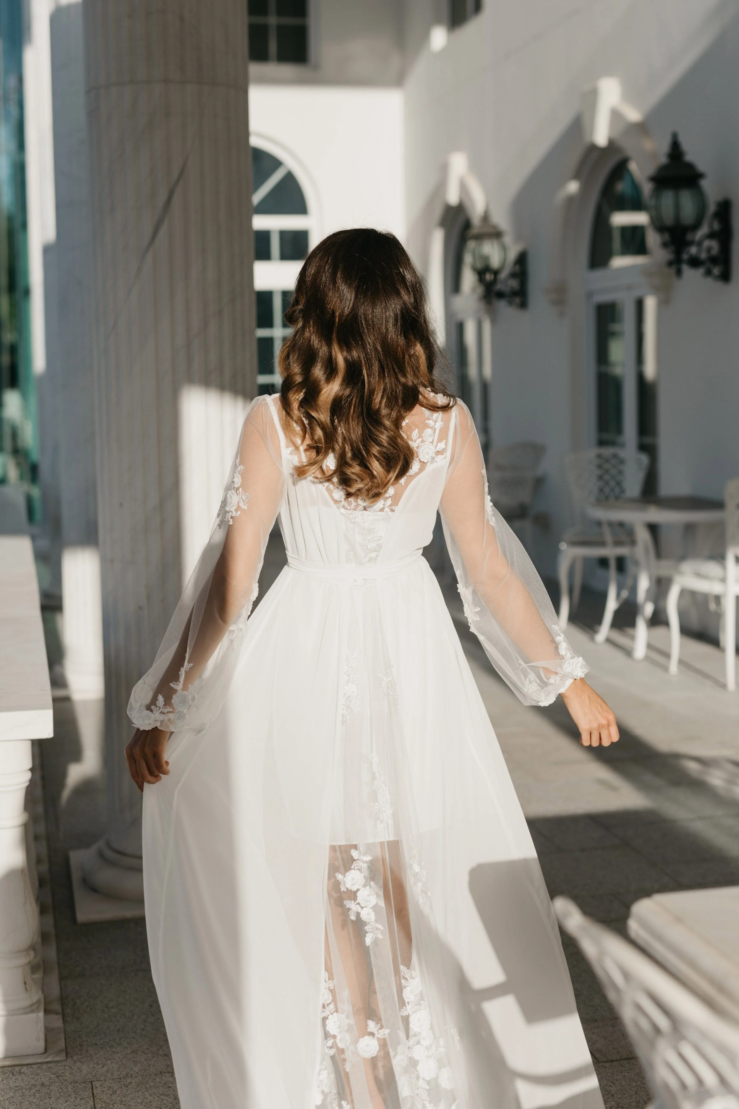 Amara Beaded Floral Lace Maxi Bridal Robe With Train - Includes Slip - Image 13