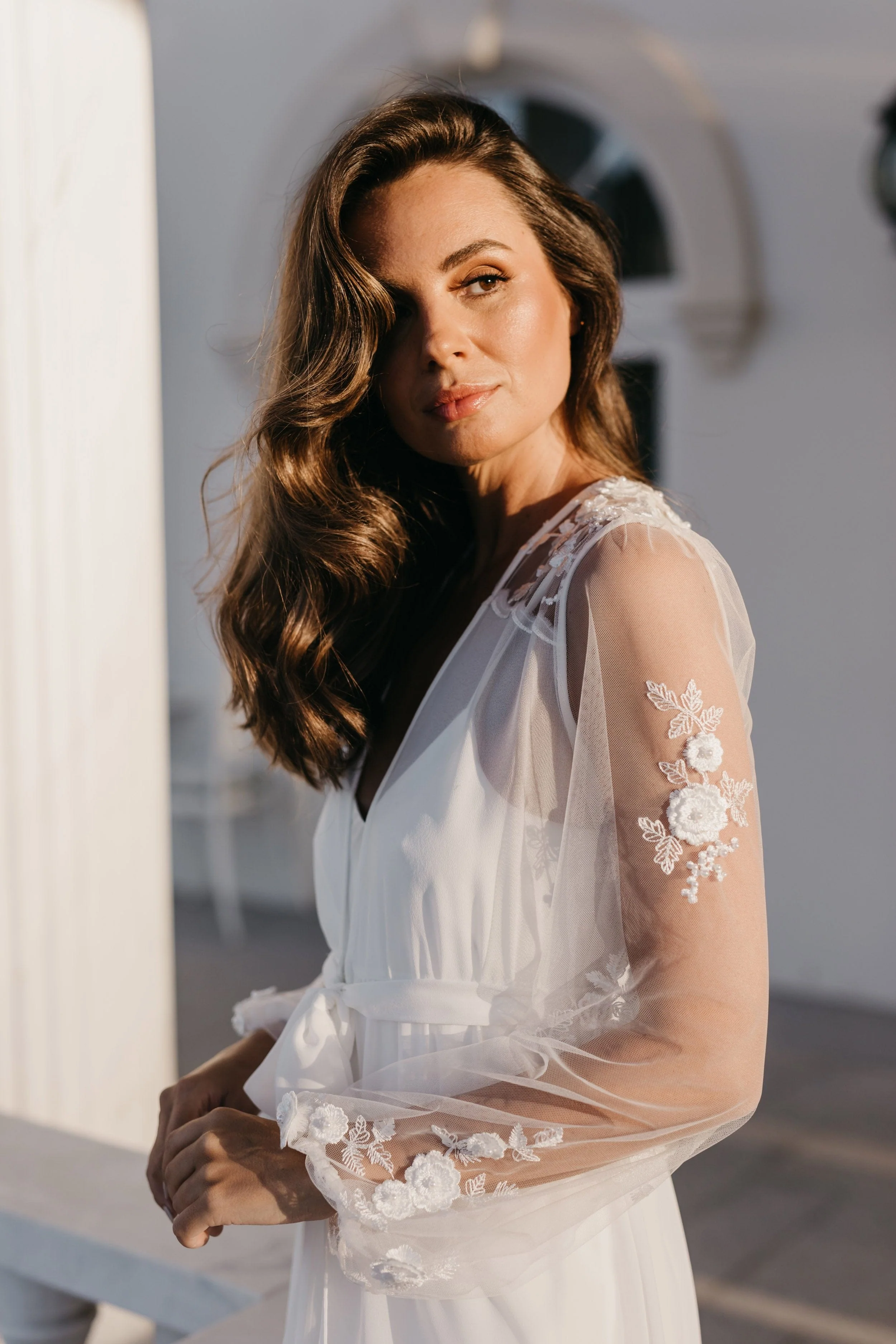 Amara Beaded Floral Lace Maxi Bridal Robe With Train - Includes Slip - Image 17