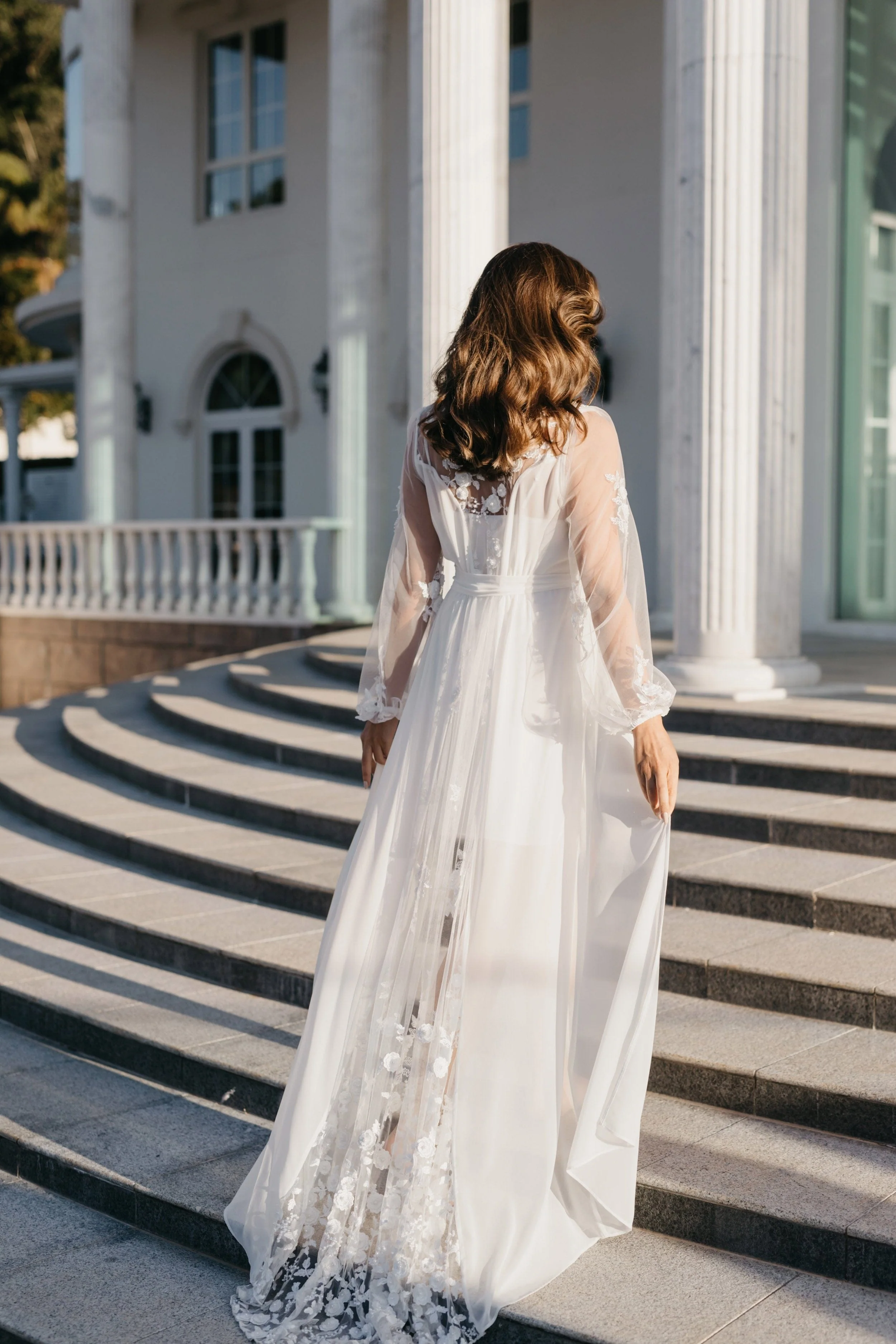 Amara Beaded Floral Lace Maxi Bridal Robe With Train - Includes Slip - Image 18