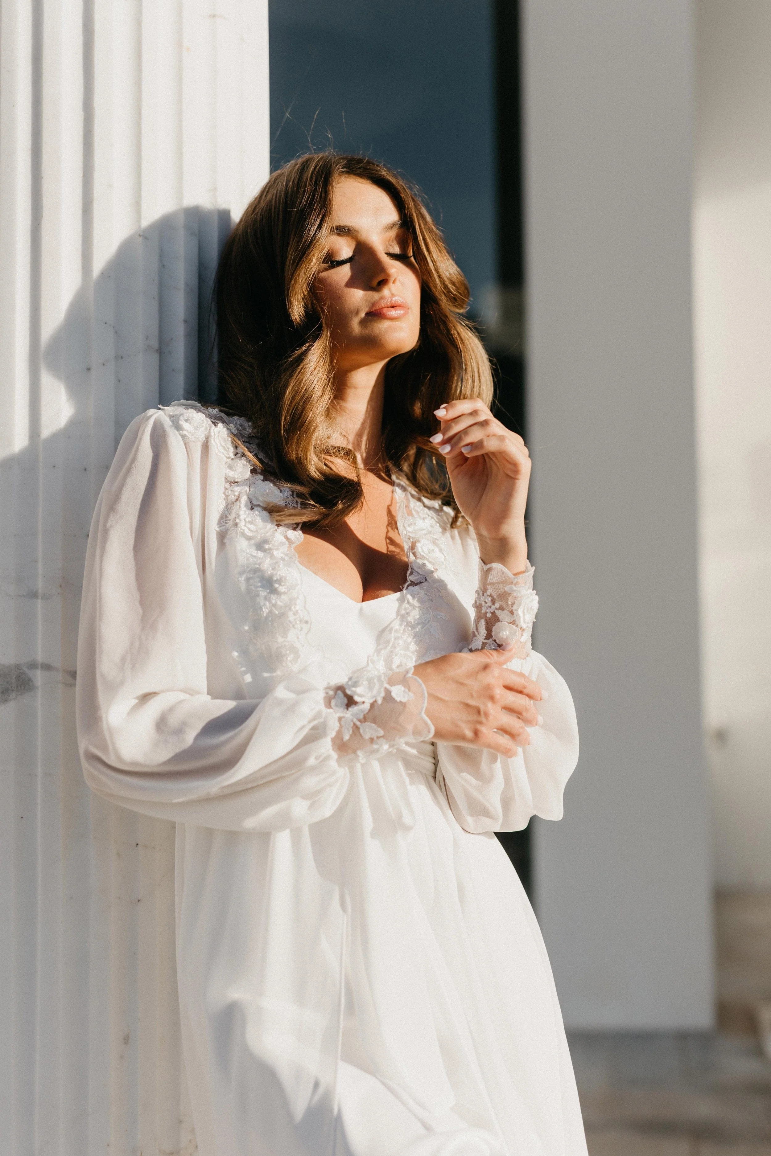 Arianna Beaded Floral Lace Maxi Bridal Robe With Train - Includes Slip - Image 11