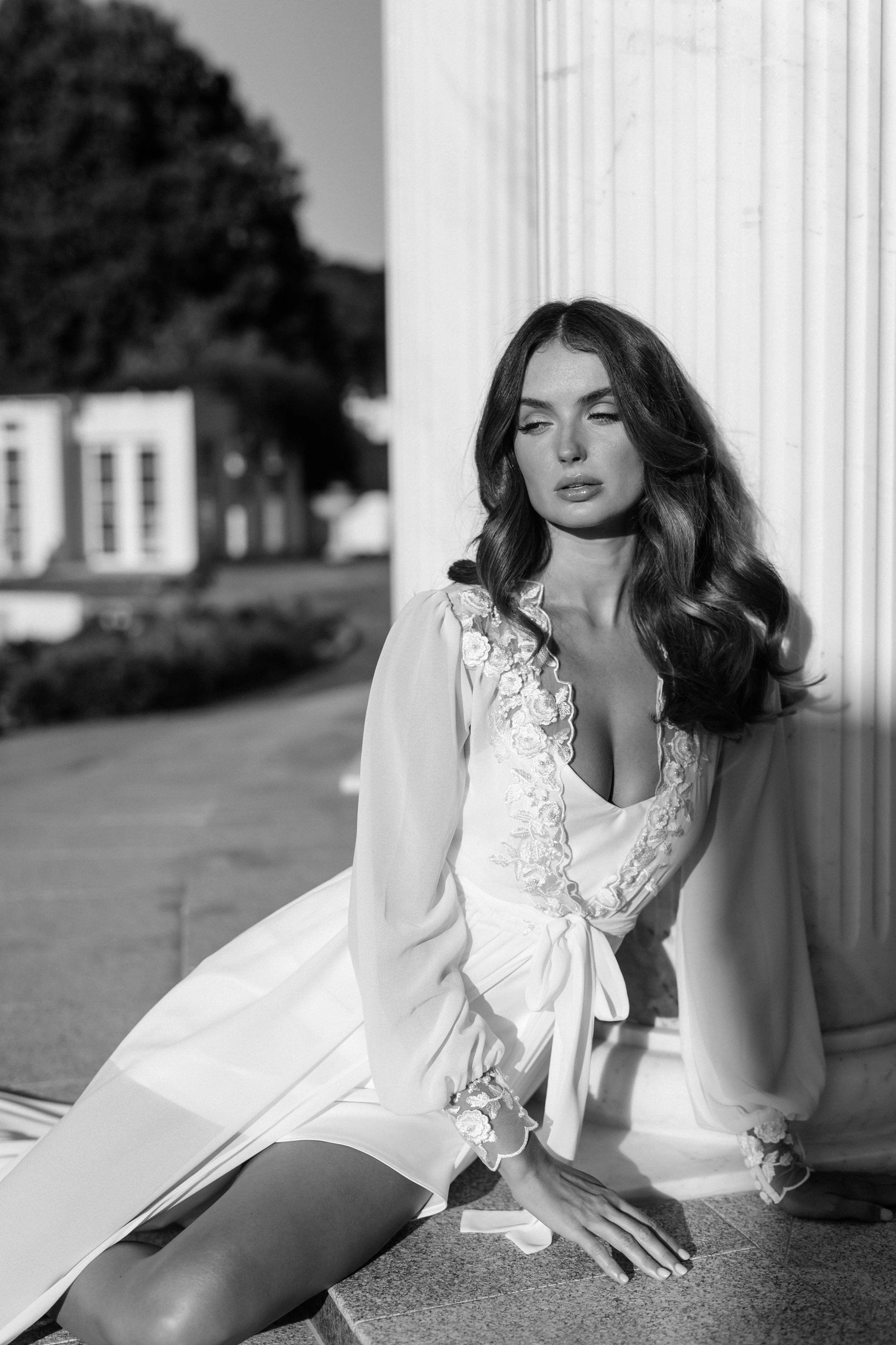 Arianna Beaded Floral Lace Maxi Bridal Robe With Train - Includes Slip - Image 17