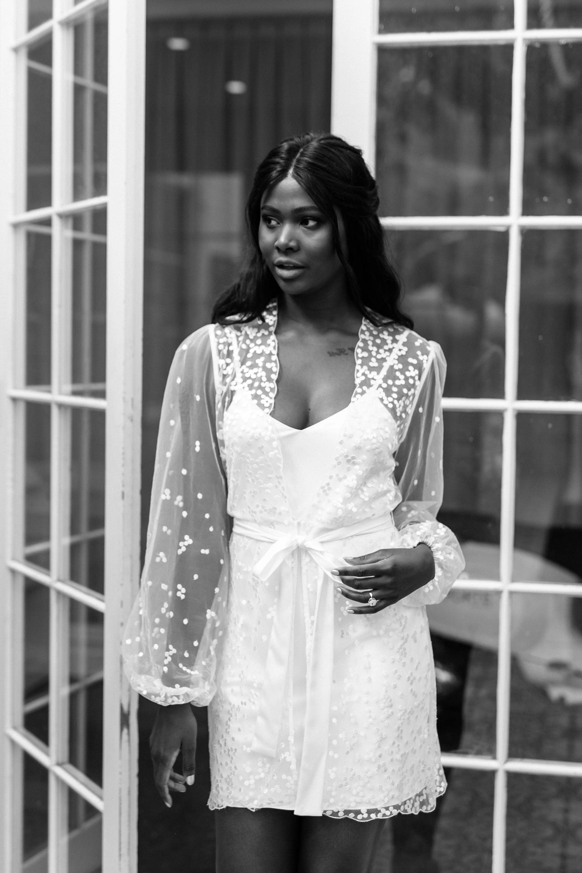 Camile Spot Lace Bridal Robe - Includes Slip - Image 6