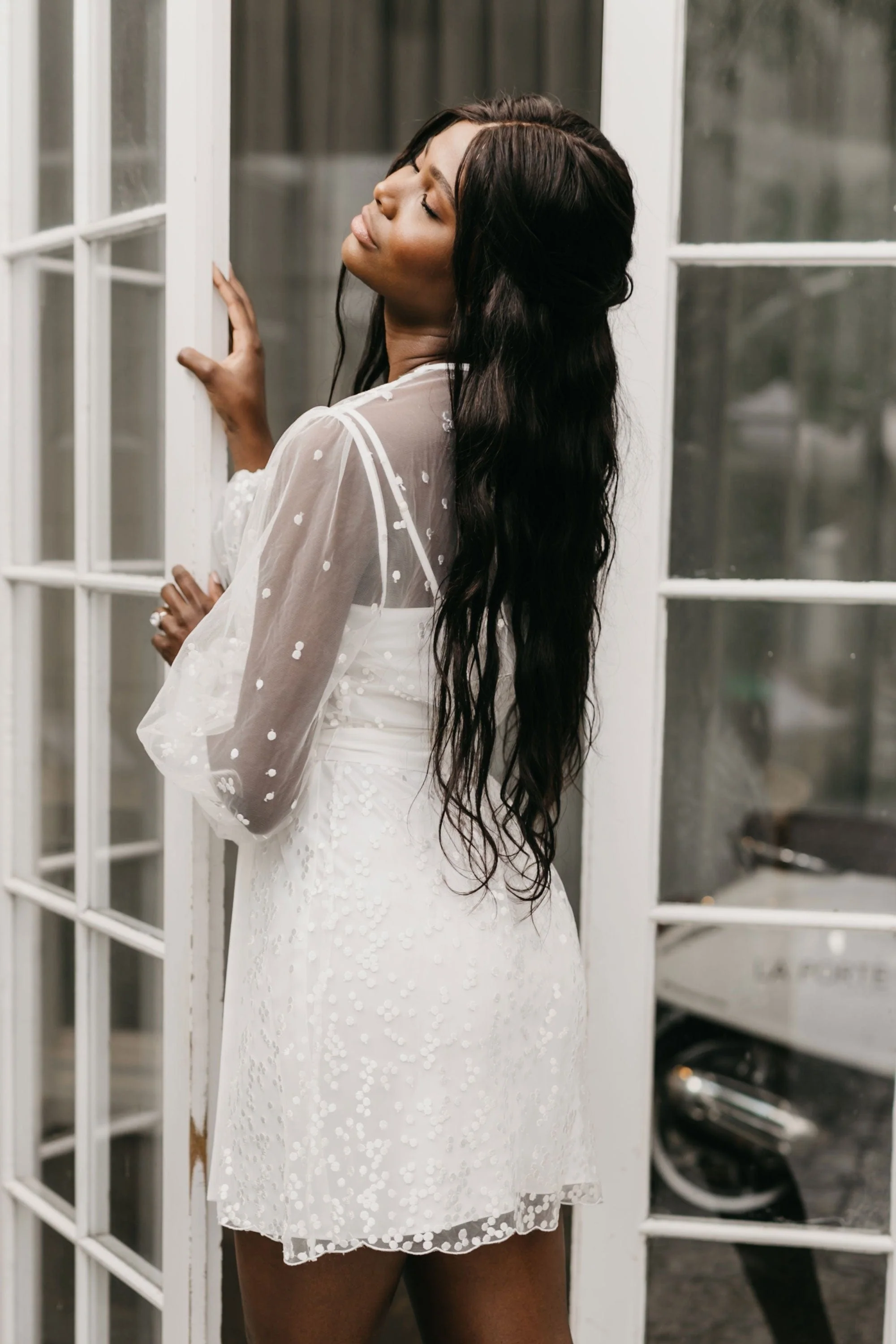 Camile Spot Lace Bridal Robe - Includes Slip - Image 8
