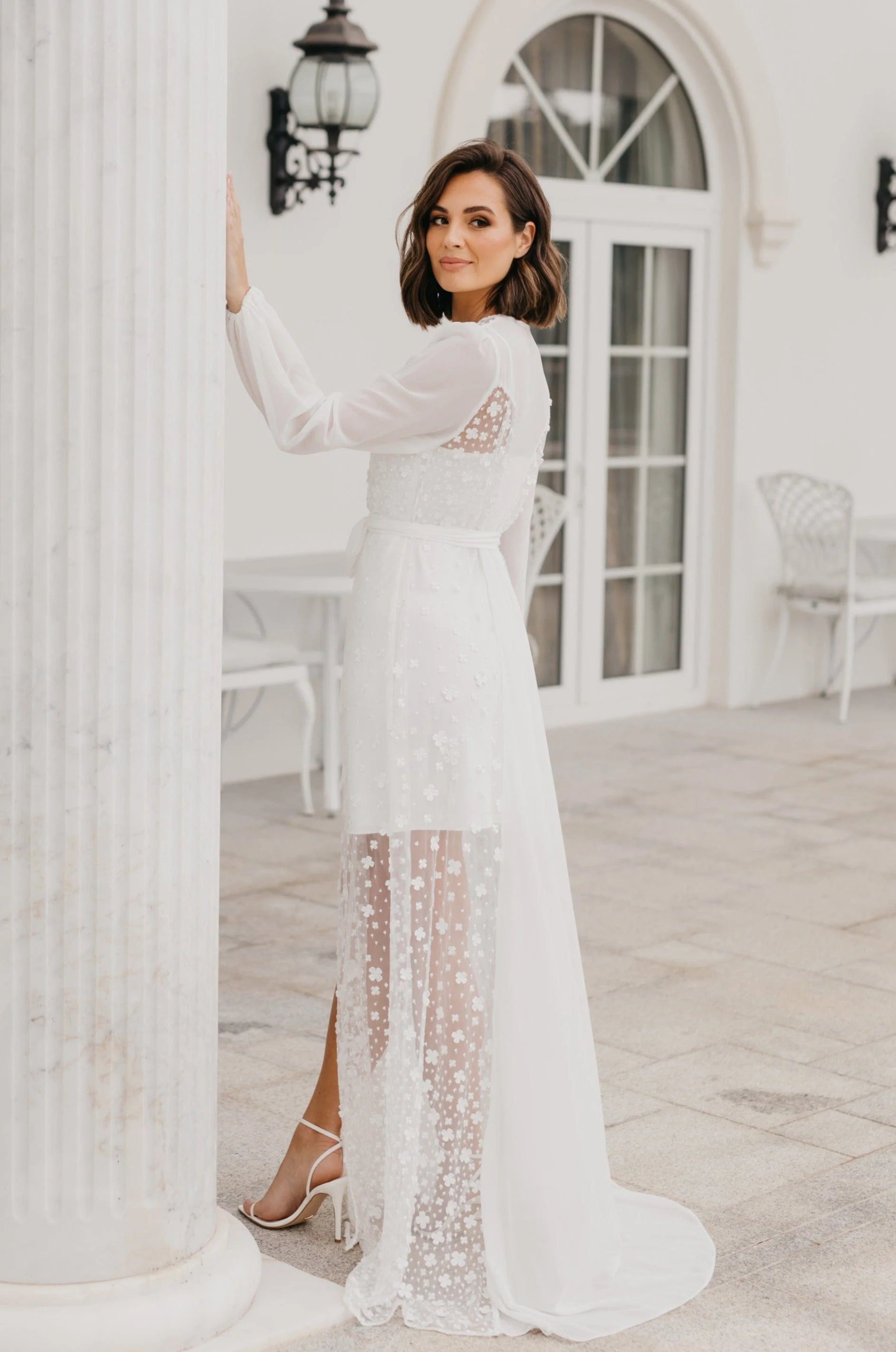 Cassidy Forget Me Knot Lace Maxi Bridal Robe - Includes Slip - Image 6