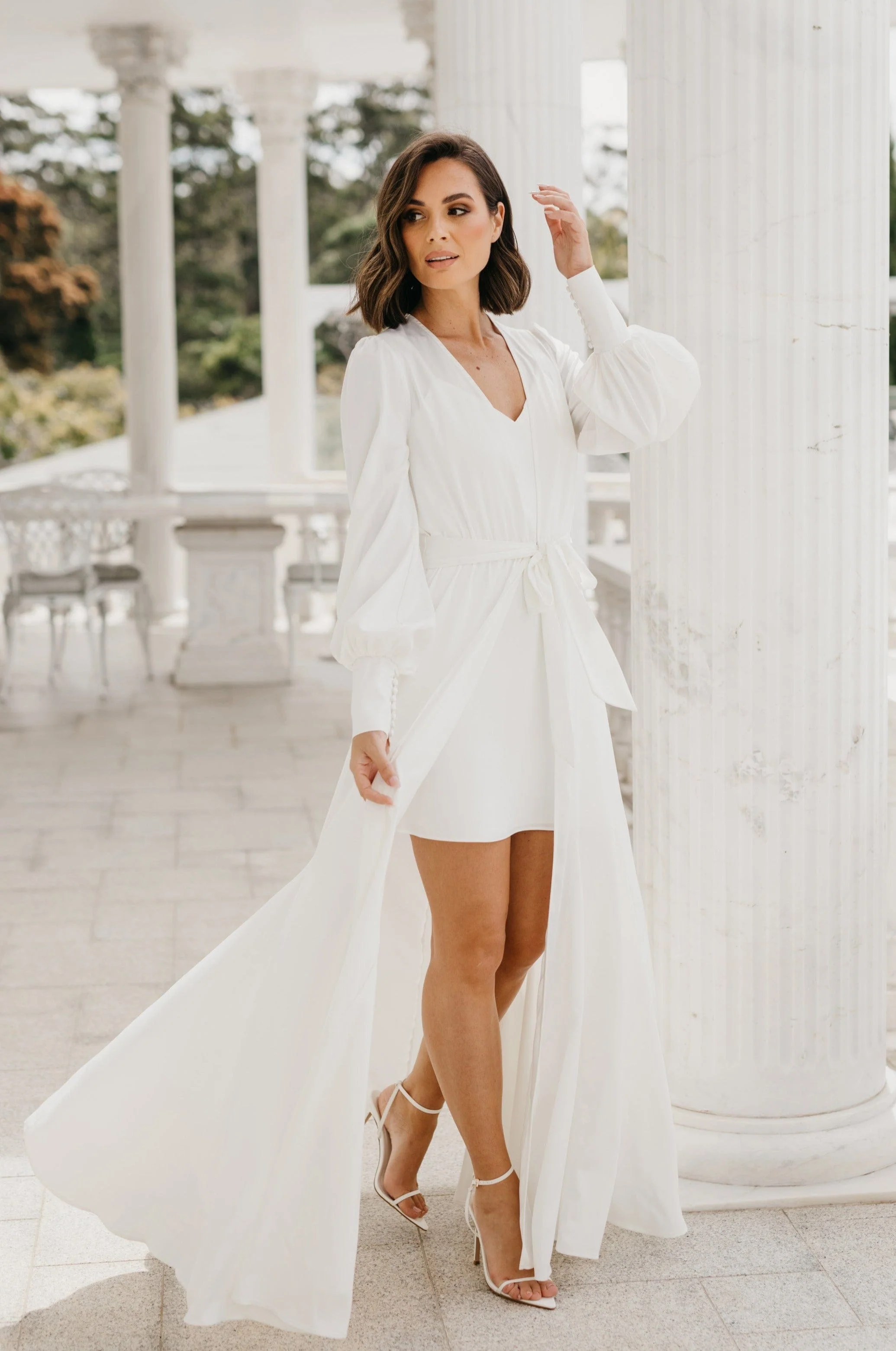 Delilah Satin Godet Maxi Bridal Robe - Includes Slip - Image 3
