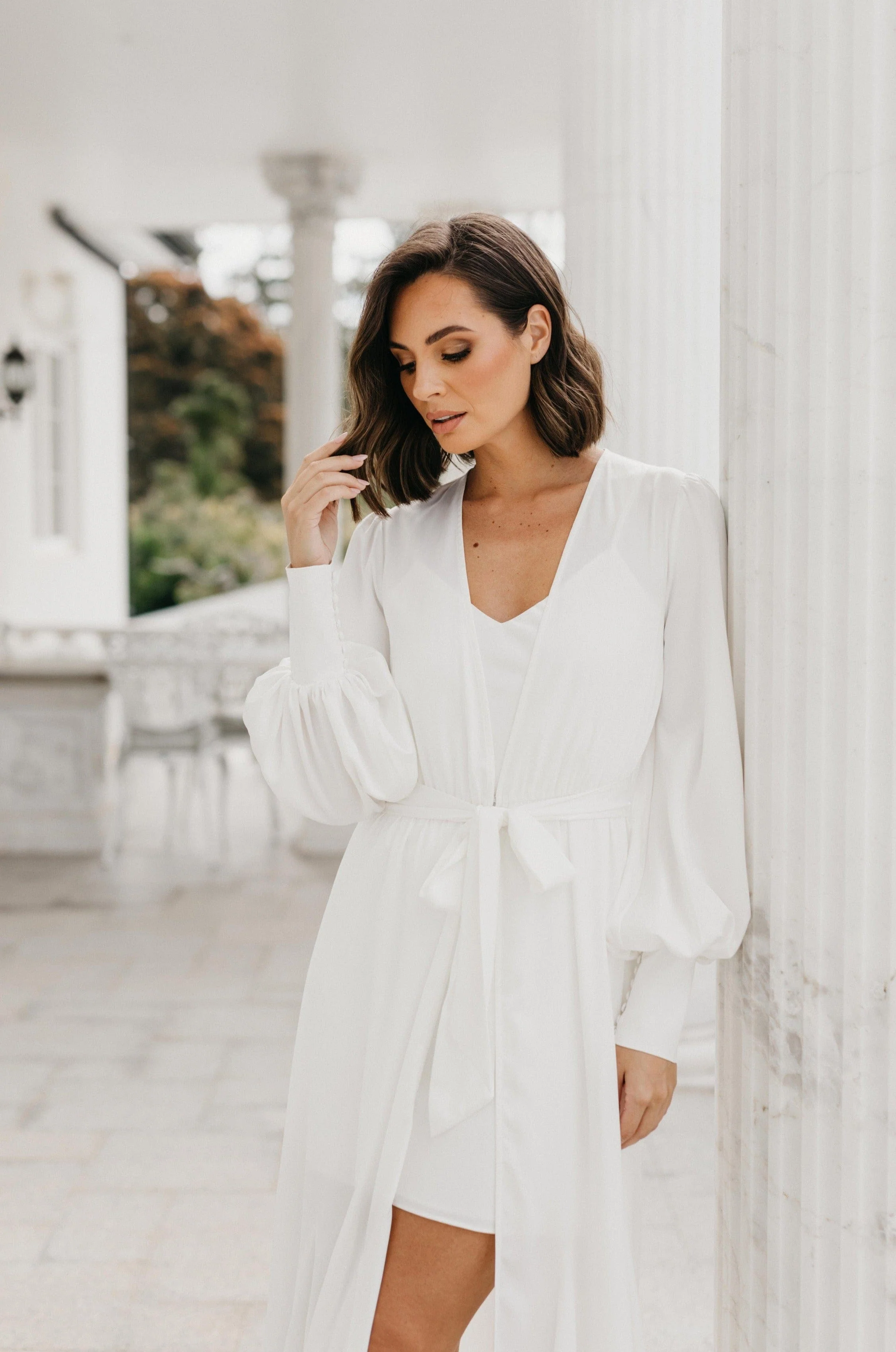 Delilah Satin Godet Maxi Bridal Robe - Includes Slip - Image 8