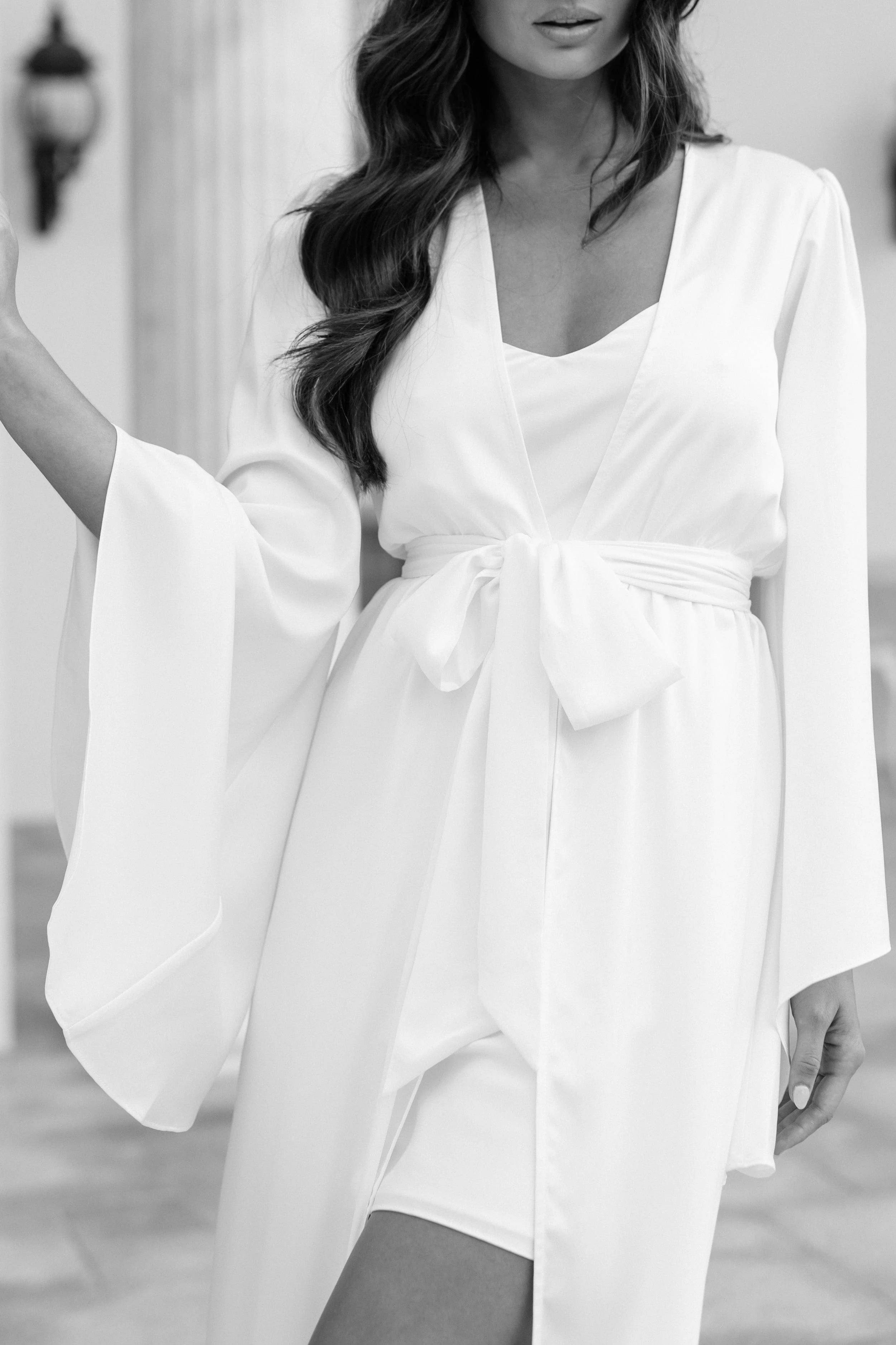 Ella Satin Flutter Sleeve Maxi Bridal Robe - Includes Slip - Image 10