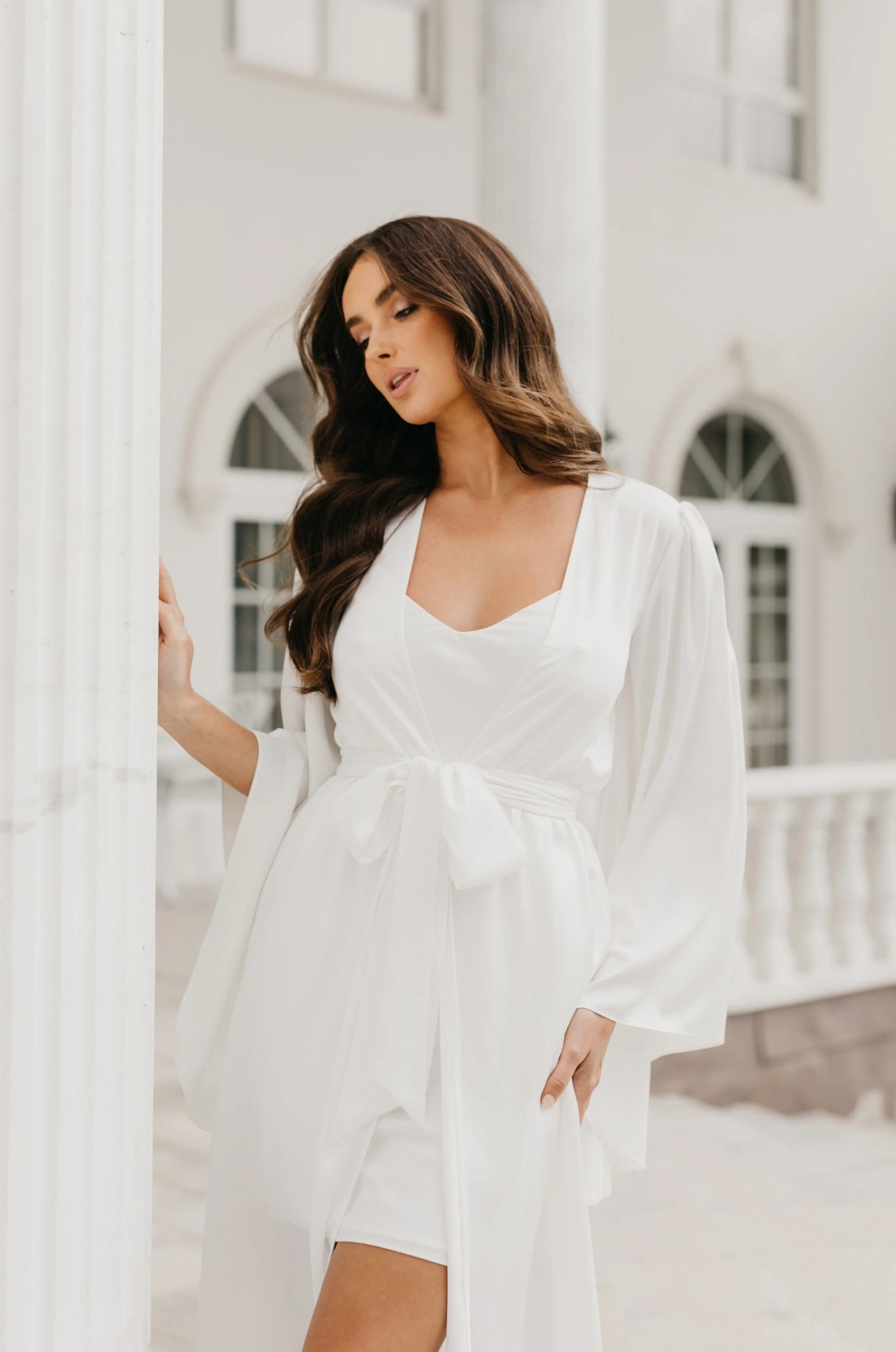 Ella Satin Flutter Sleeve Maxi Bridal Robe - Includes Slip - Image 6