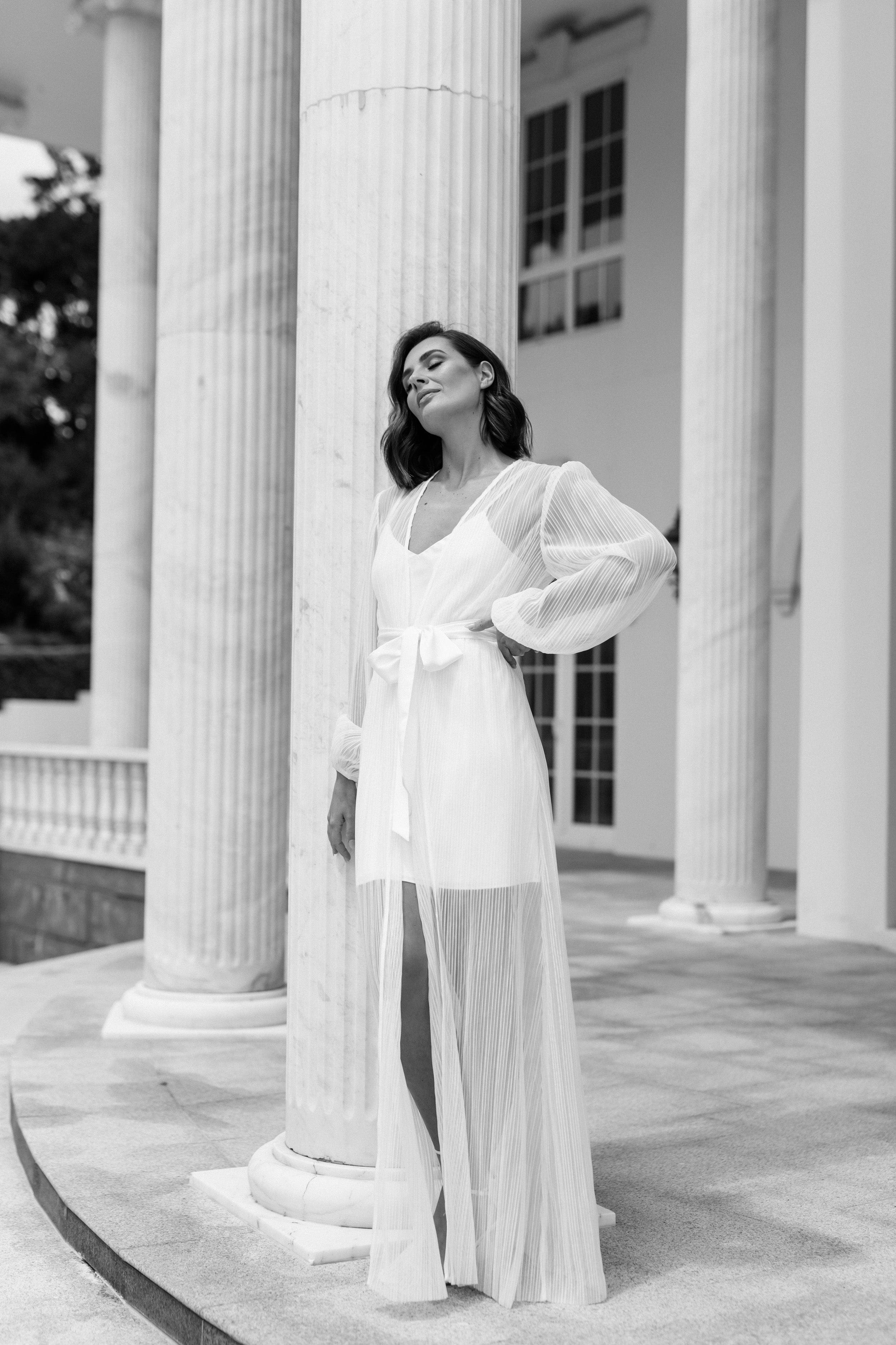 Georgia Pleated Maxi Bridal Robe - Includes Slip - Image 3