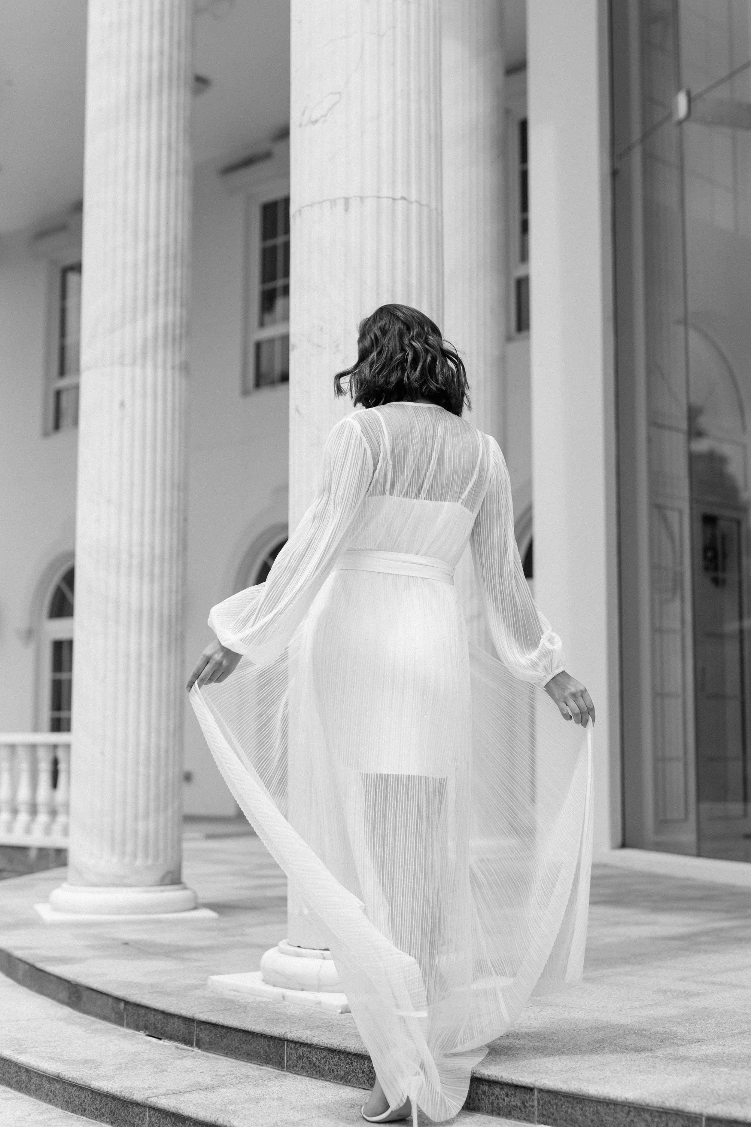 Georgia Pleated Maxi Bridal Robe - Includes Slip - Image 5