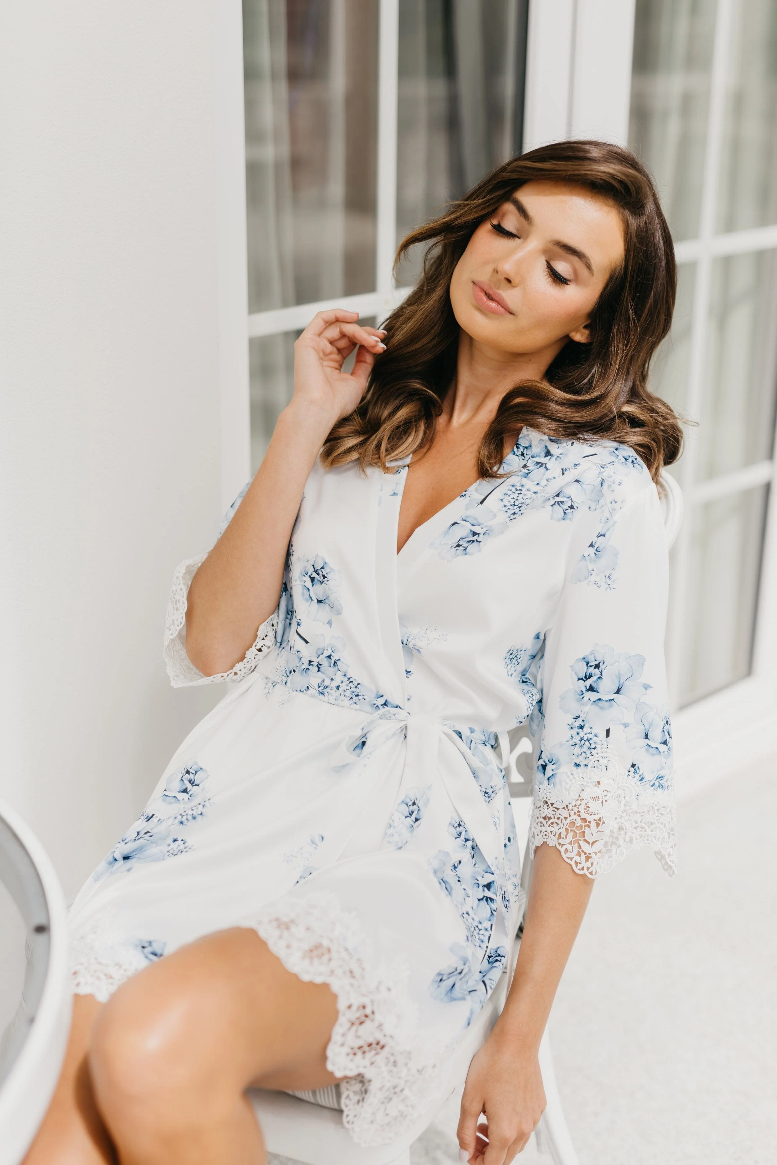 Ivana Bleu De Fleur Printed Robe - Image 8