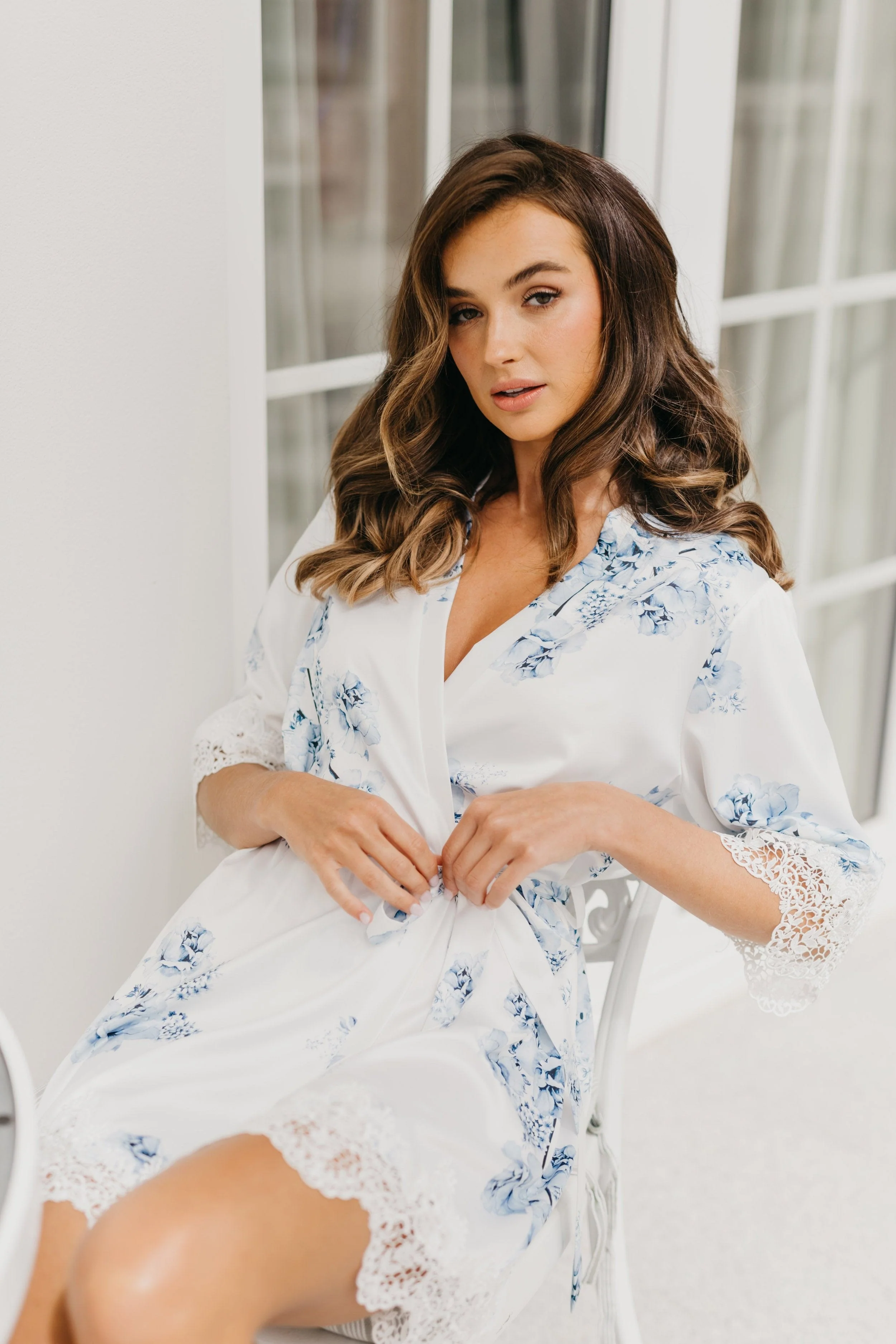 Ivana Bleu De Fleur Printed Robe - Image 14