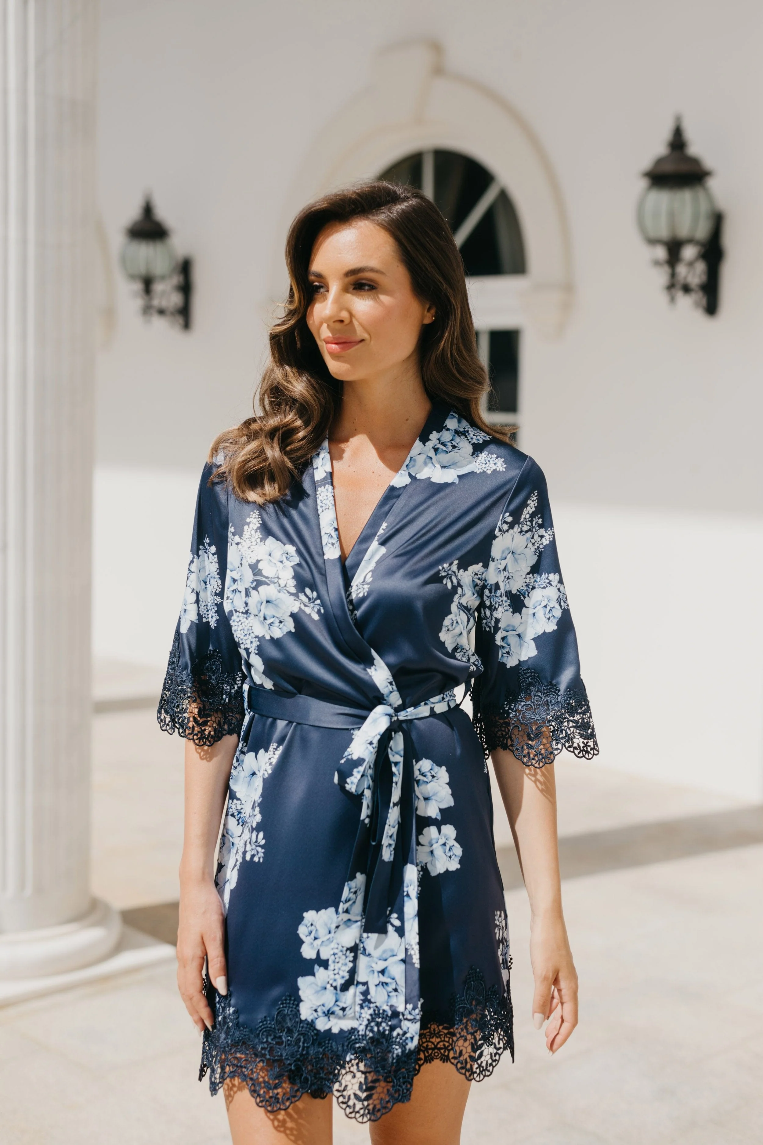 Ivana Bleu De Fleur Printed Robe - Image 5