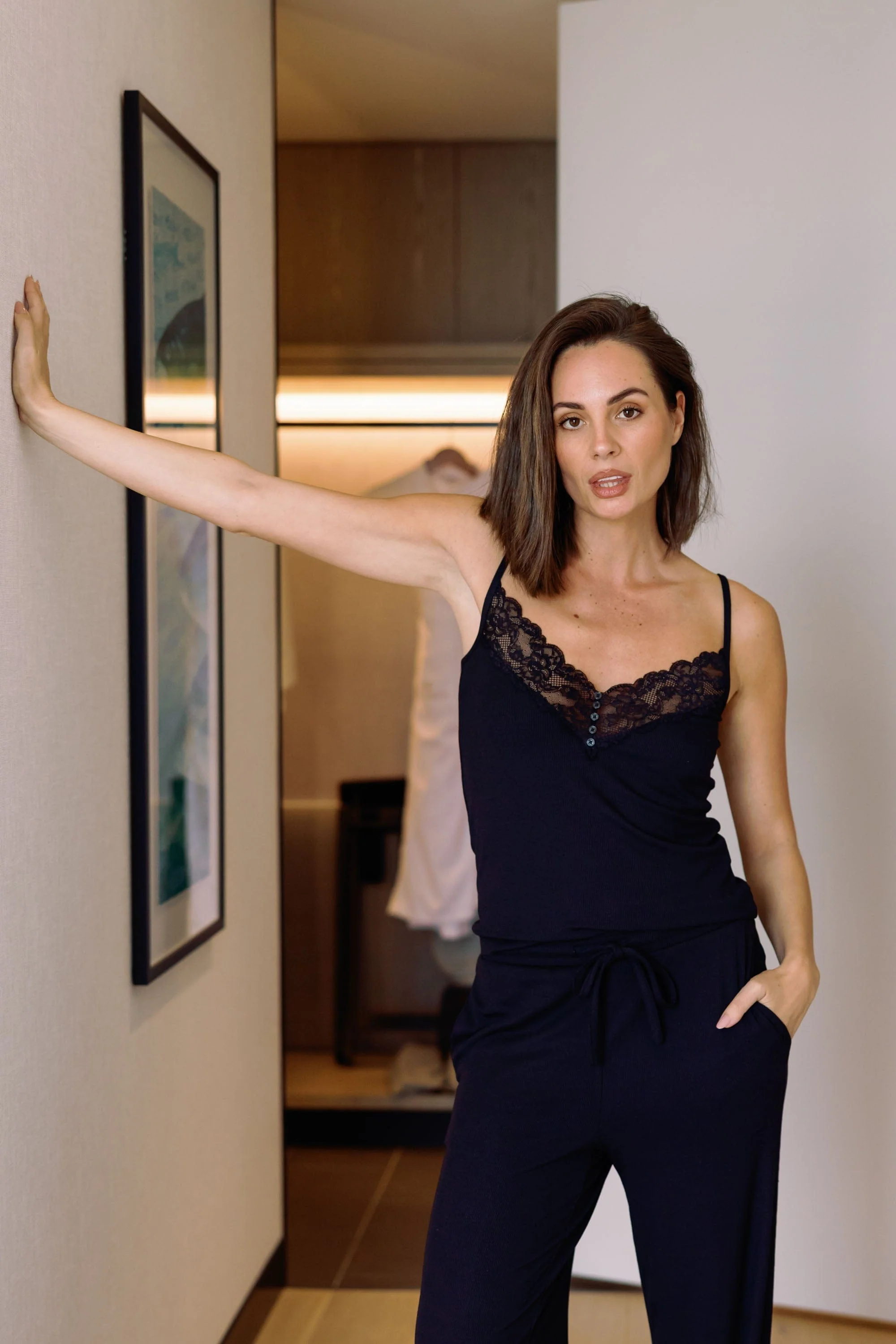 Colette Modal Cami and Pant Set in Black - Image 6