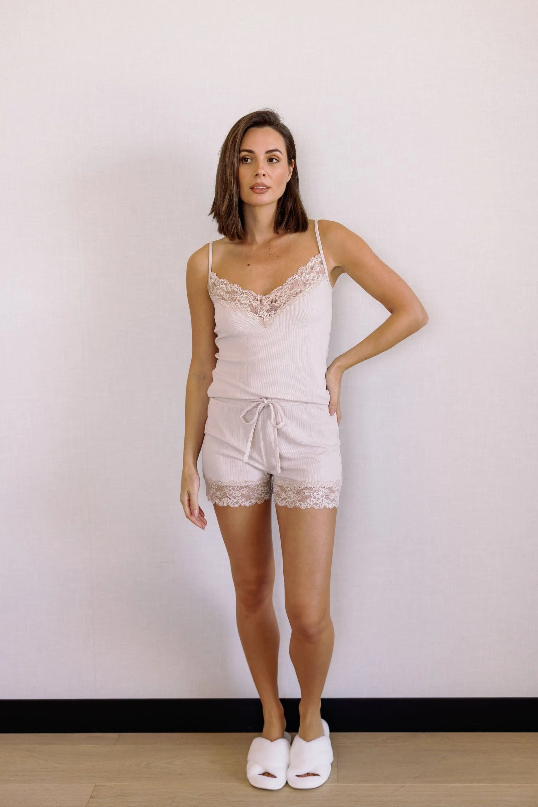 Clara Modal Rib Cami and Short Set in Champagne - Image 8
