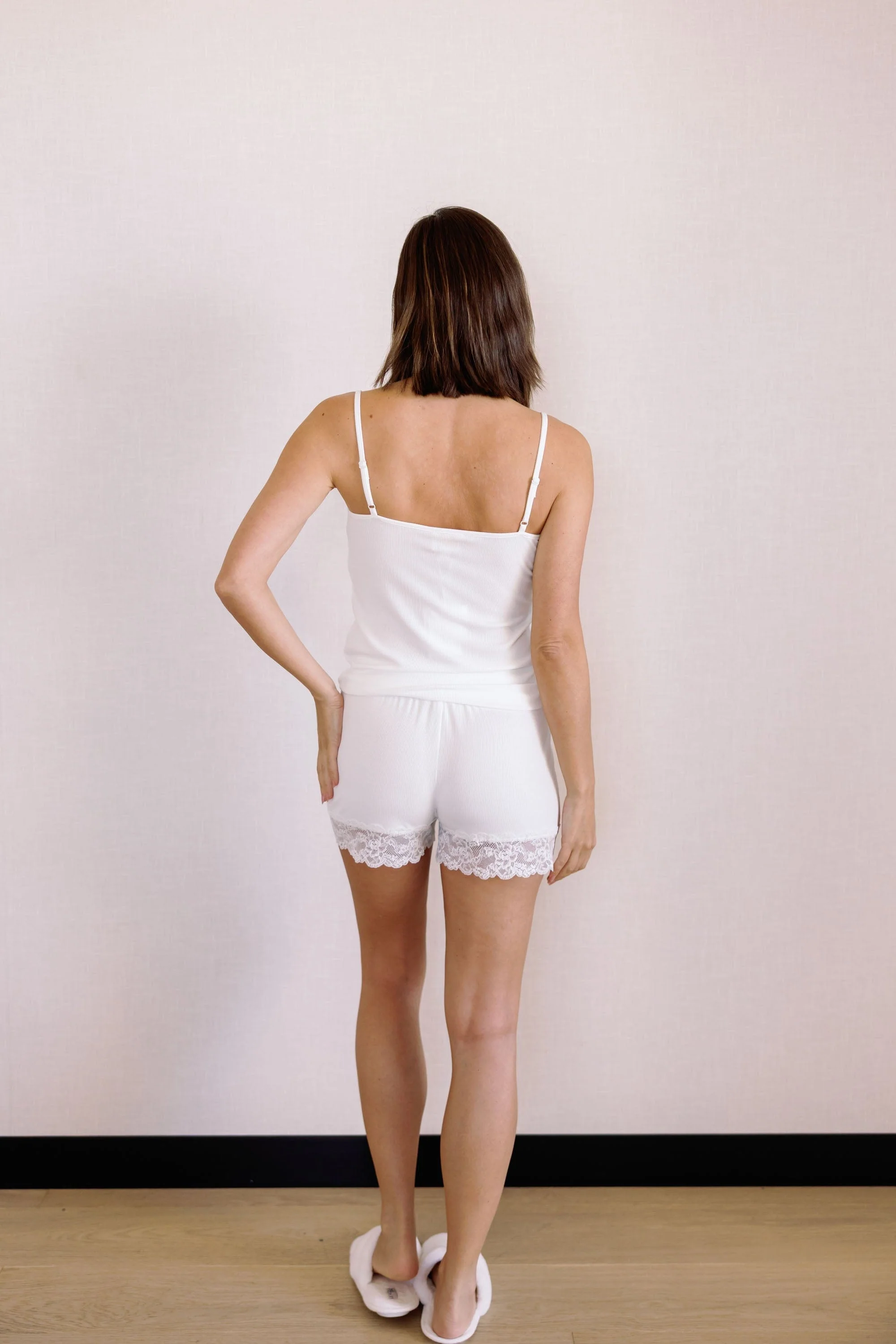 Clara Modal Rib Cami and Short Set in White - Image 10