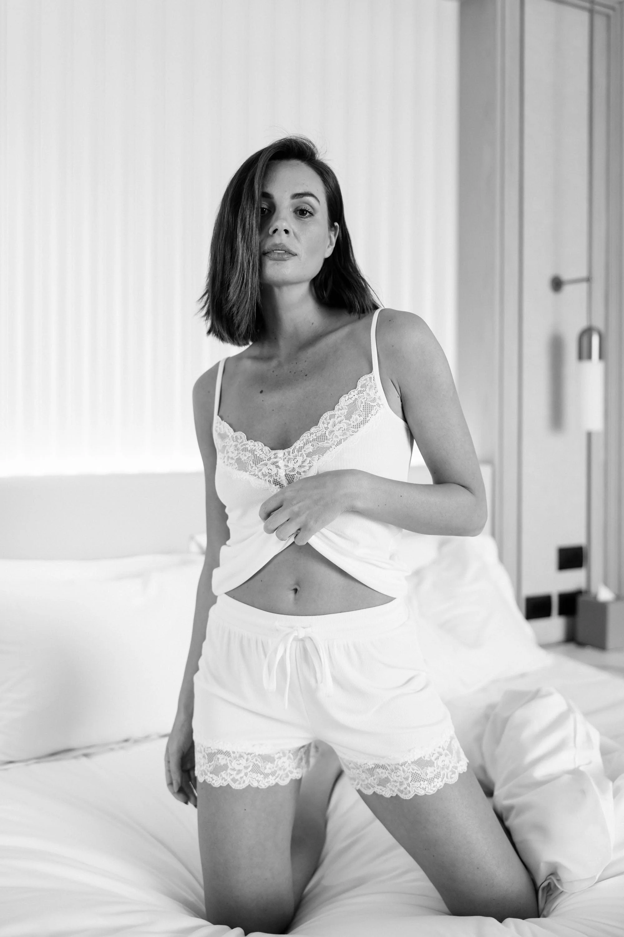 Clara Modal Rib Cami and Short Set in White - Image 5