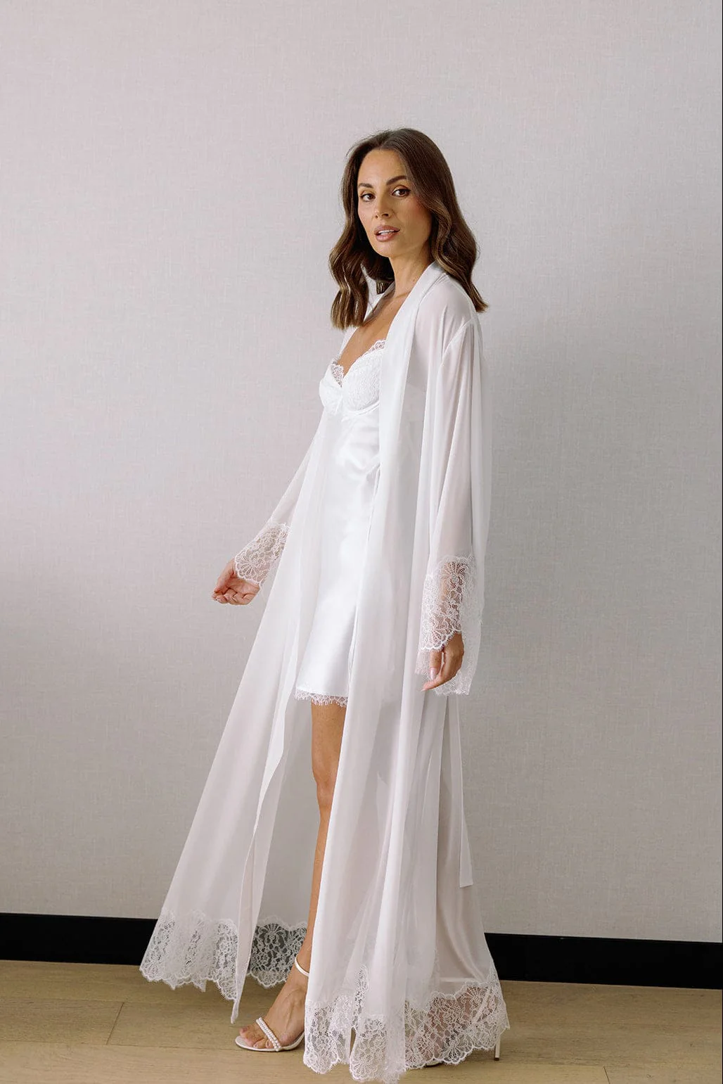 Lena Lace Trim Maxi Bridal Robe - Image 22