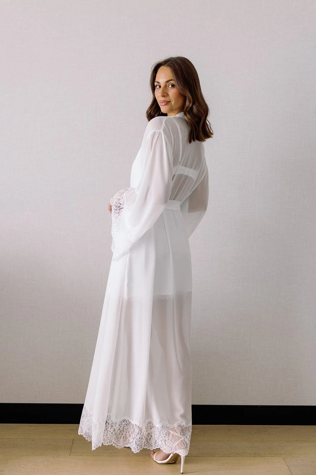 Lena Lace Trim Maxi Bridal Robe - Image 24
