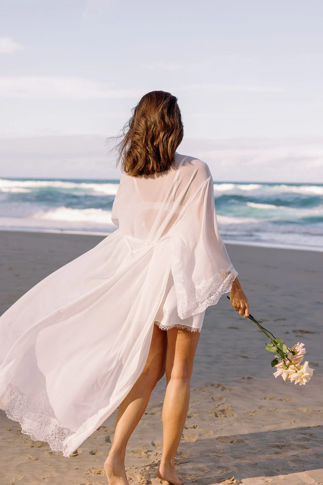Lena Lace Trim Maxi Bridal Robe - Image 4
