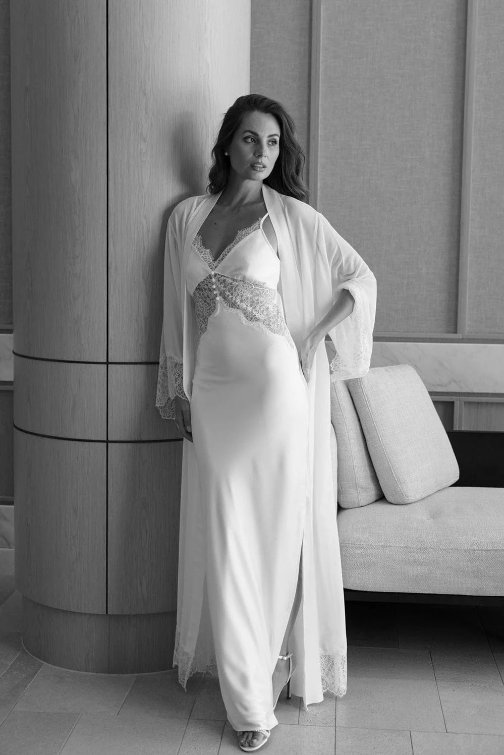 Lena Lace Trim Maxi Bridal Robe - Image 9