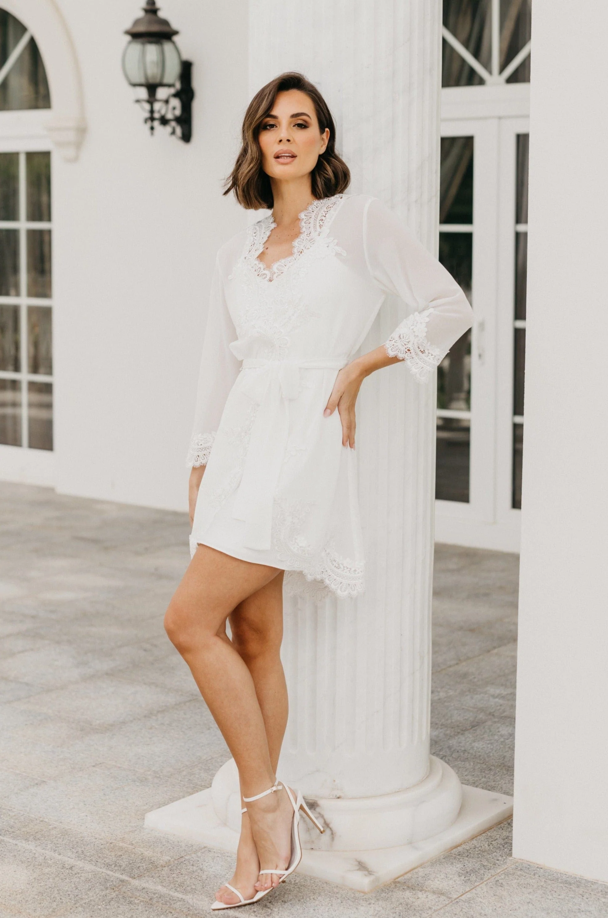 Maeve Lace Trim Robe - Includes Slip - Image 4