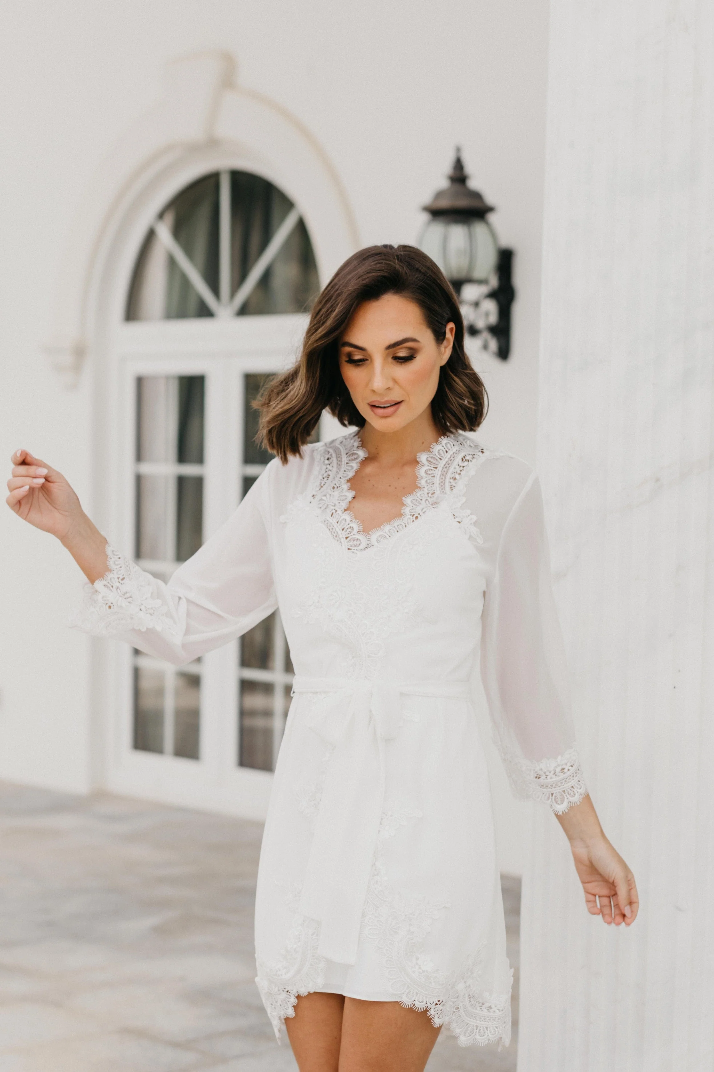 Maeve Lace Trim Robe - Includes Slip - Image 5