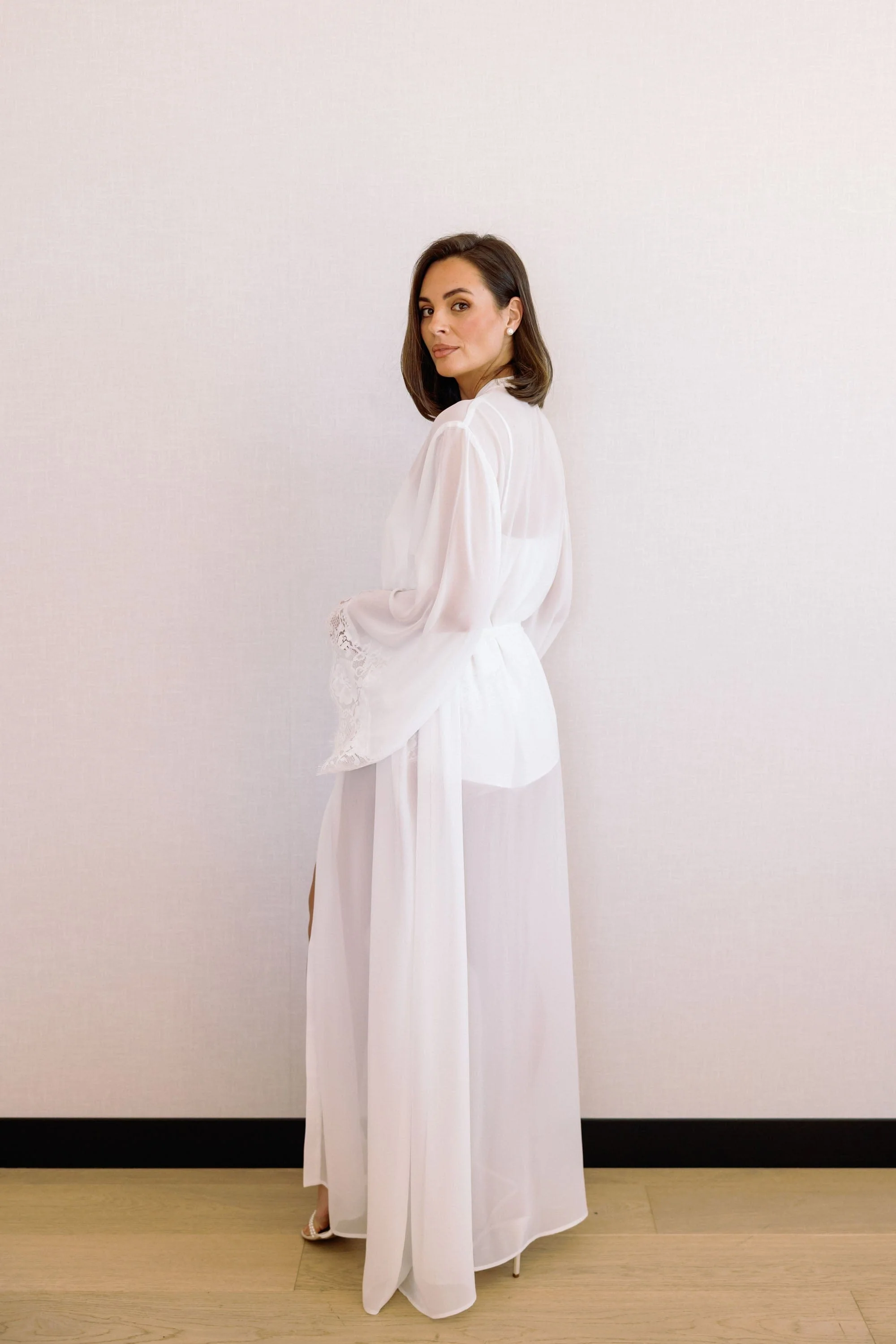Maria Lace Trim Bridal Robe - Image 14