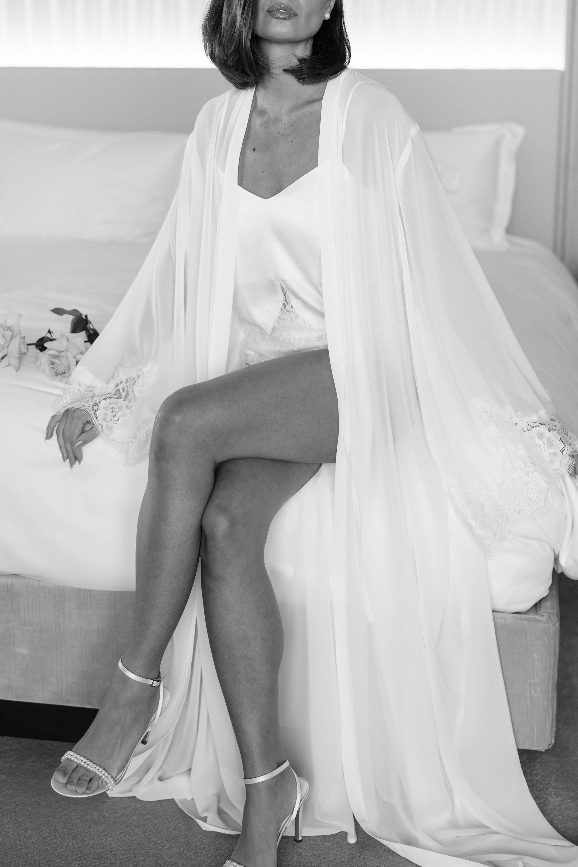Maria Lace Trim Bridal Robe - Image 5