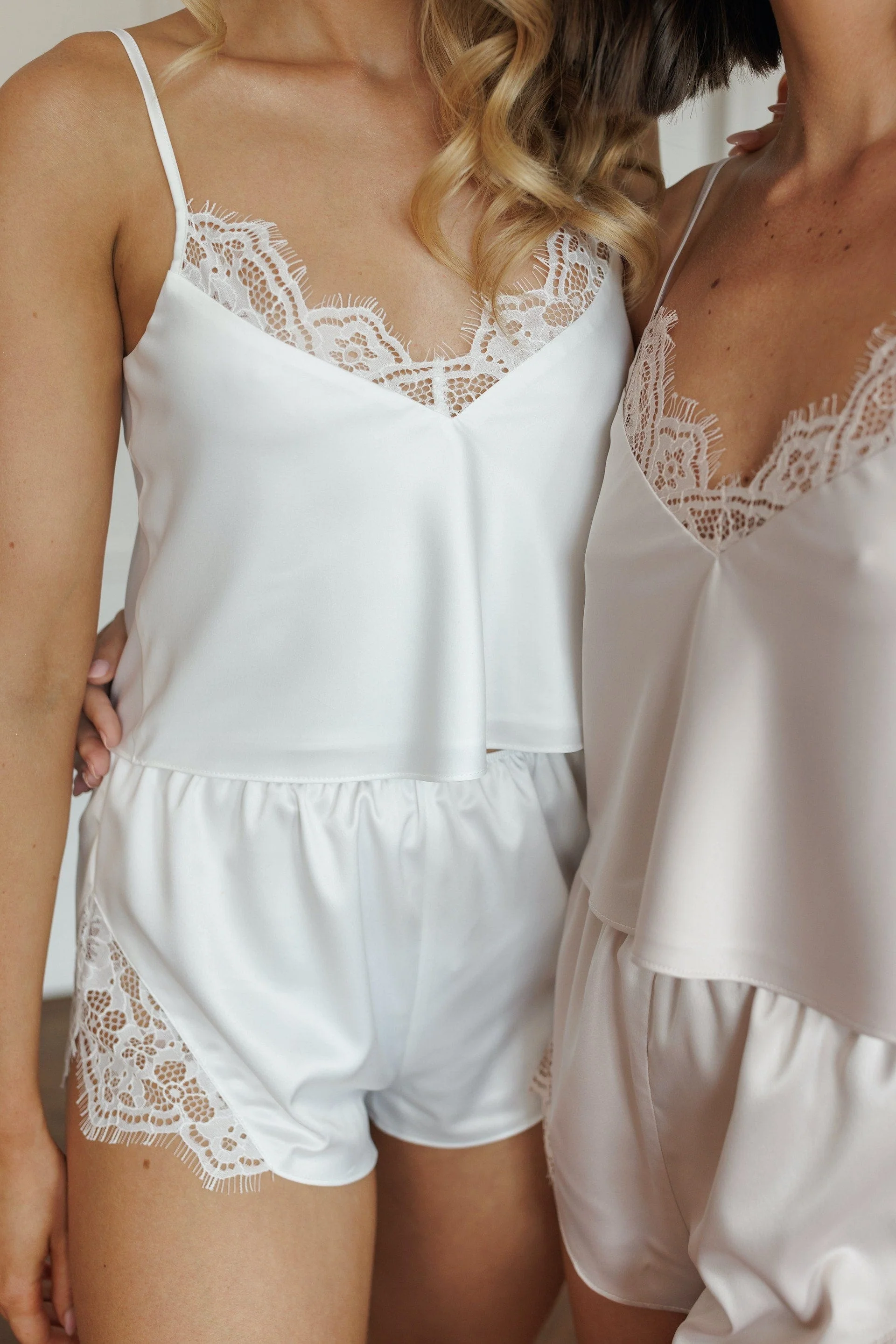 Poppy Lace Trim Cami Set White - Image 10
