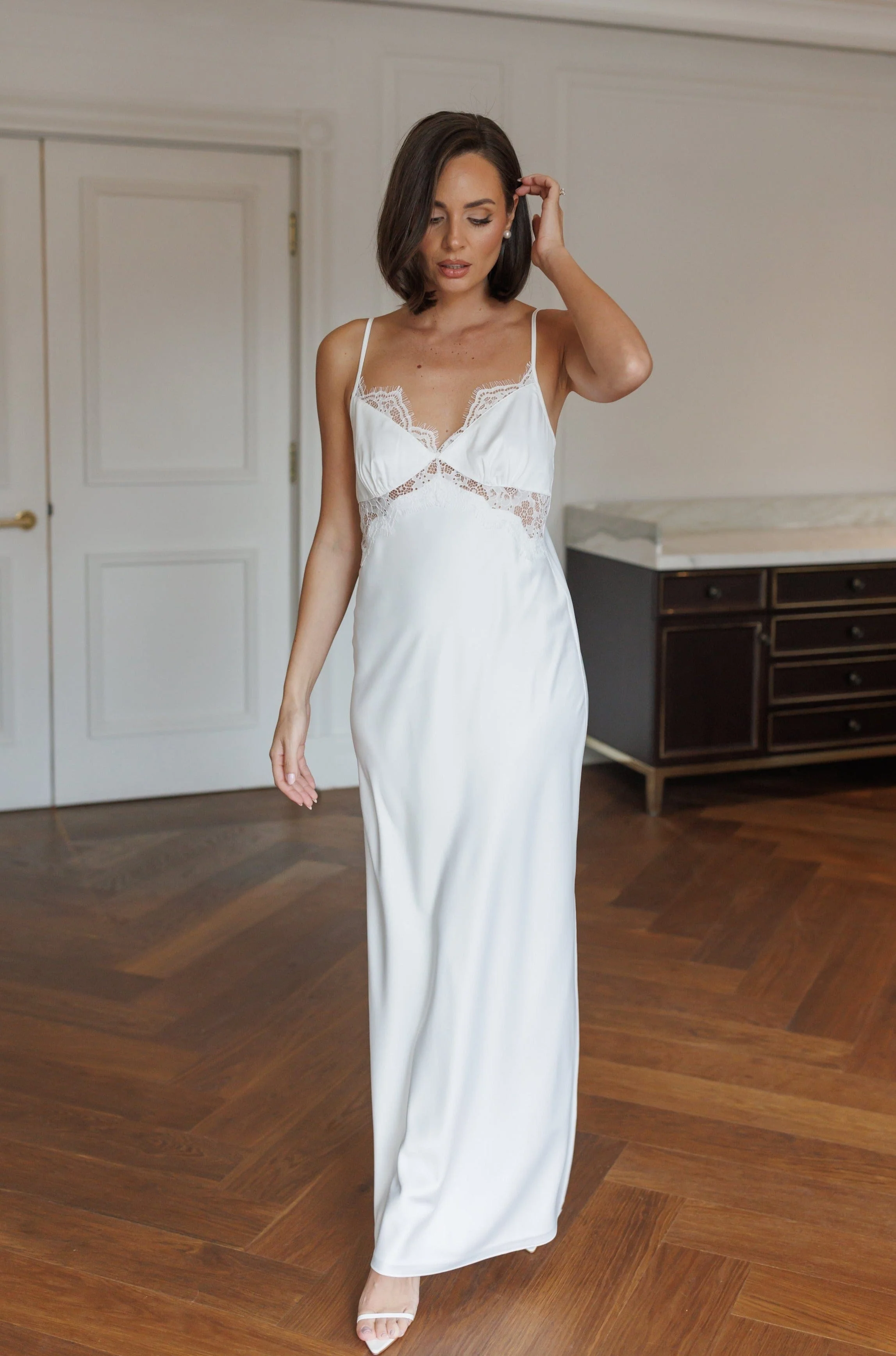 Renata Satin Lace Trim Bridal Slip - Image 4