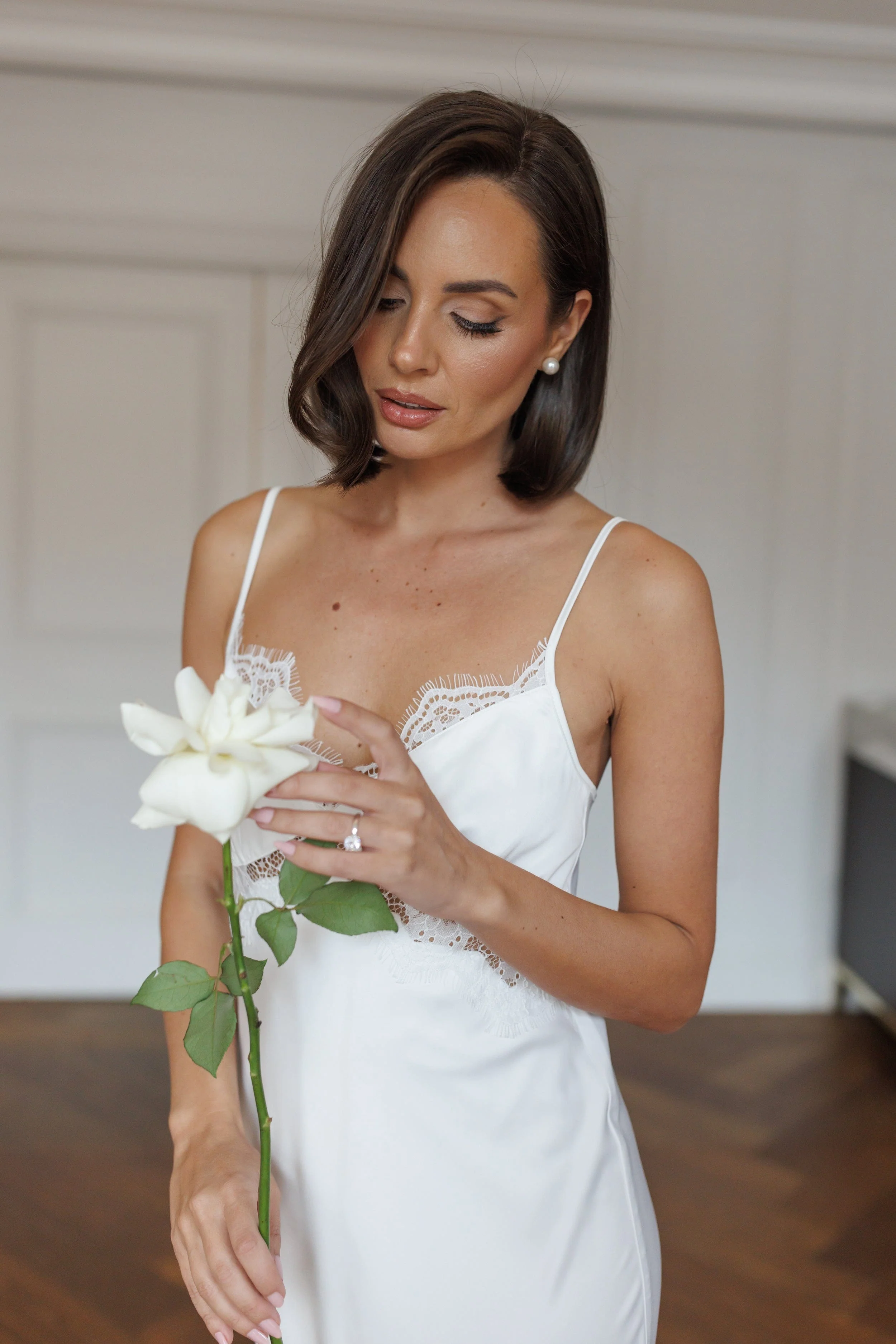 Renata Satin Lace Trim Bridal Slip - Image 8