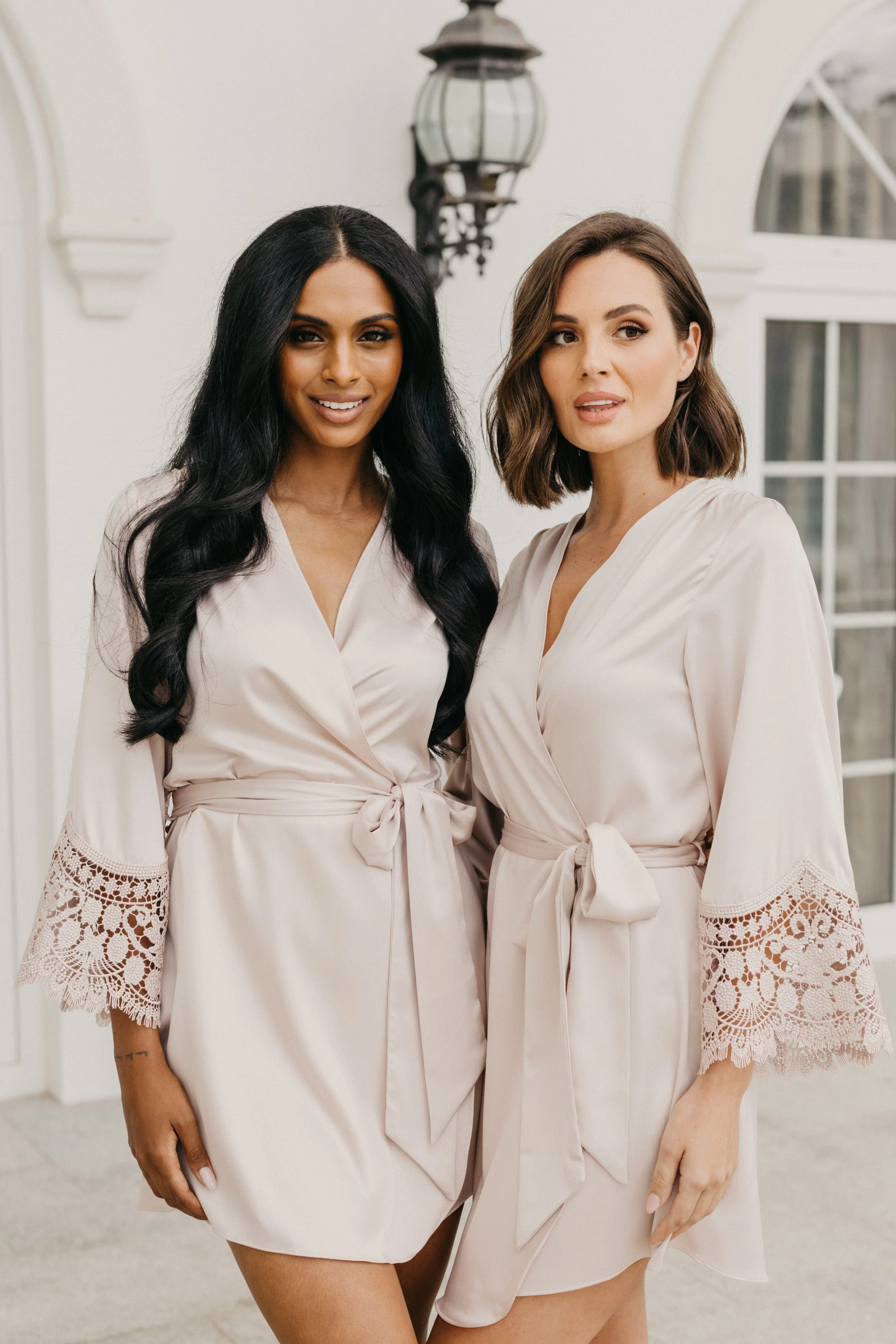 Scarlett Petal Hem Lace Trim Satin Robe - Image 7