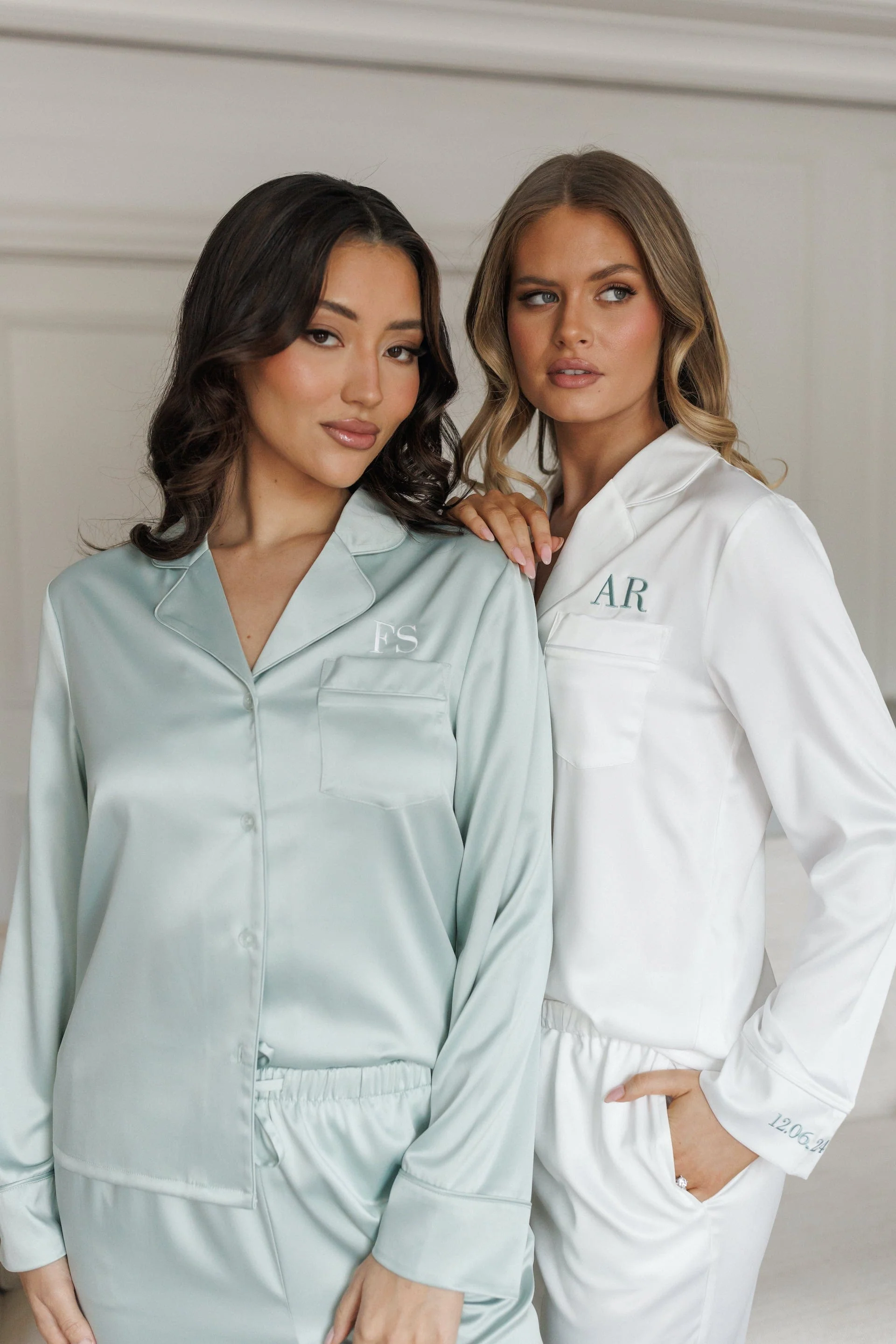Sienna Premium Satin Bridesmaid Sleep Set Sage Green - Image 9