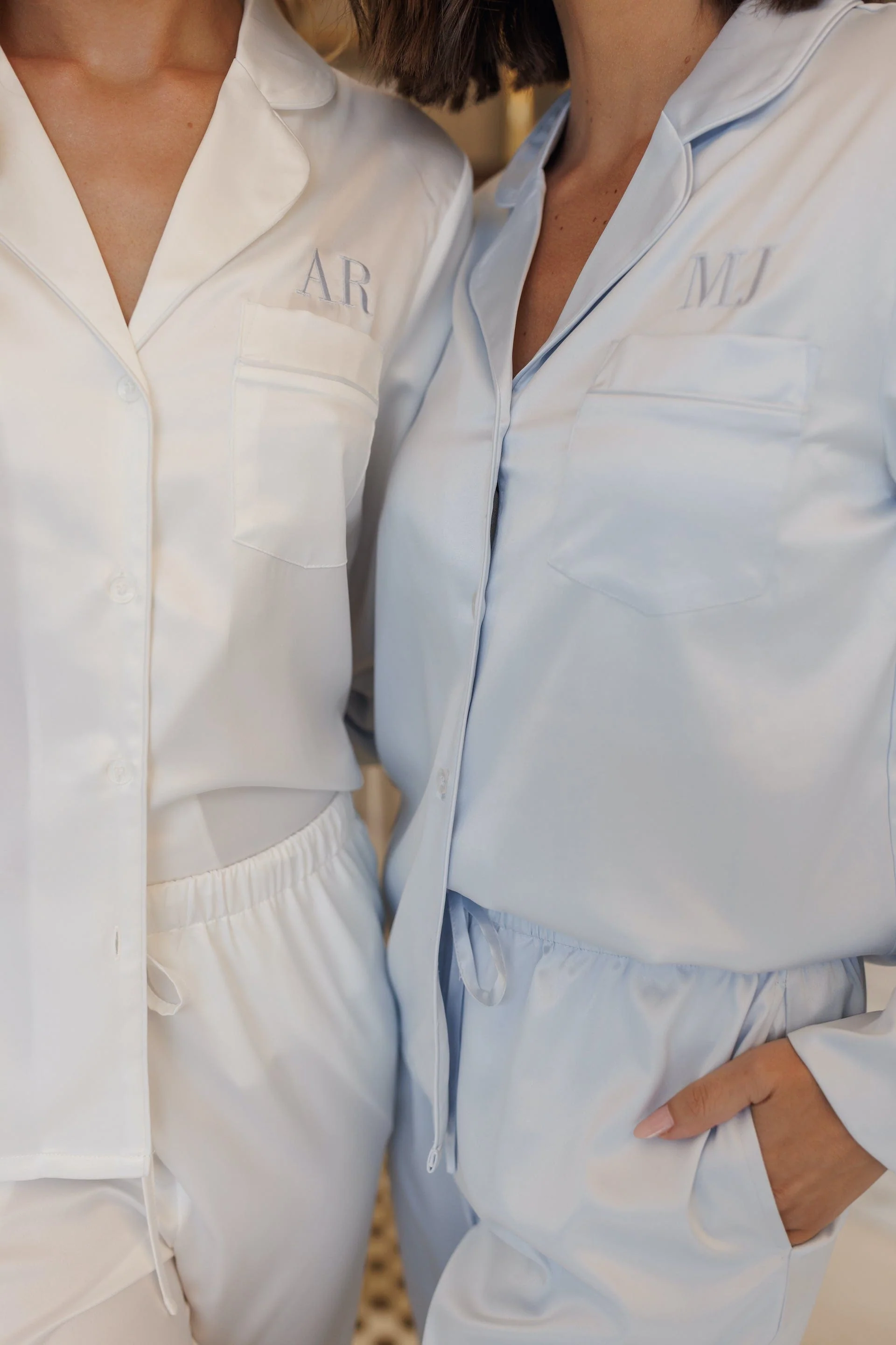 Sienna Premium Satin Bridesmaid Sleep Set Soft Blue - Image 4