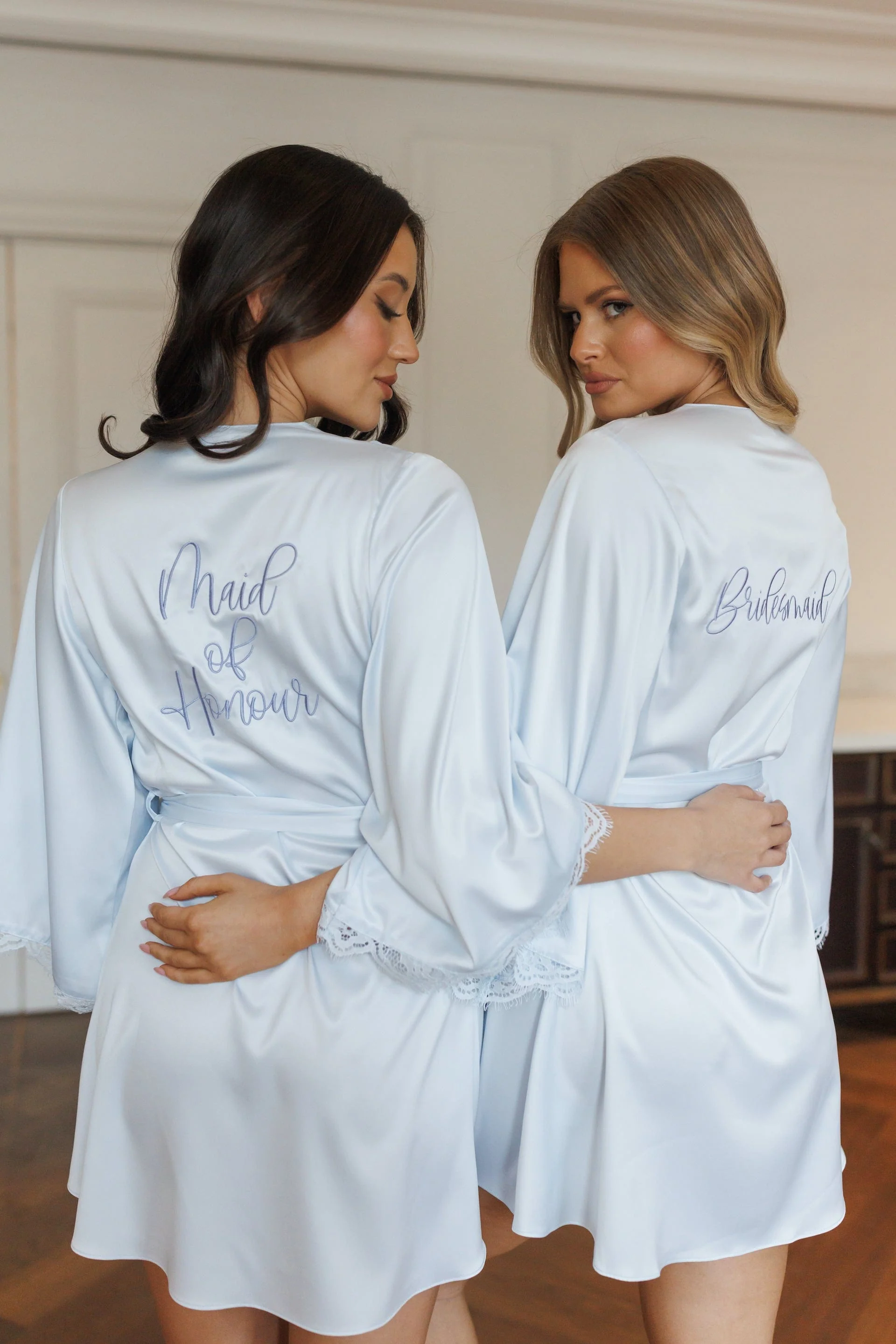 Talulah Lace Trim Robe Soft Blue - Image 5