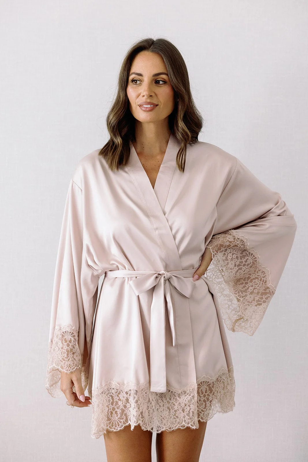 Victoria Satin Bridesmaid Robe Champagne - Image 10