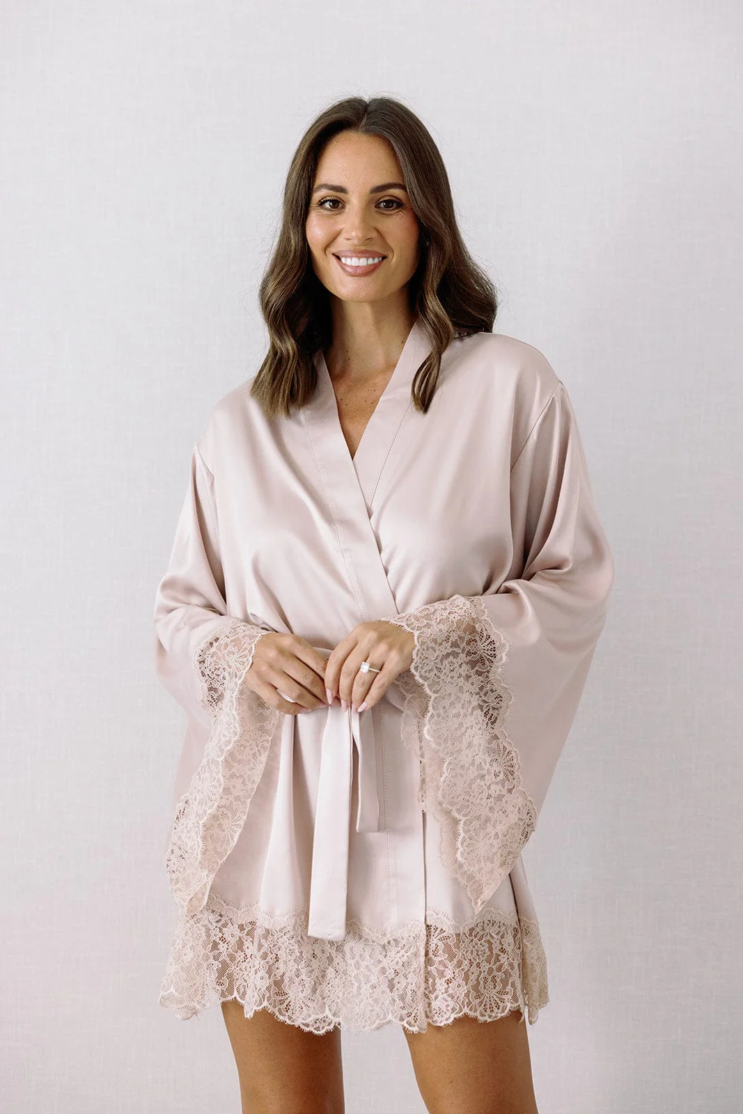 Victoria Satin Bridesmaid Robe Champagne - Image 8