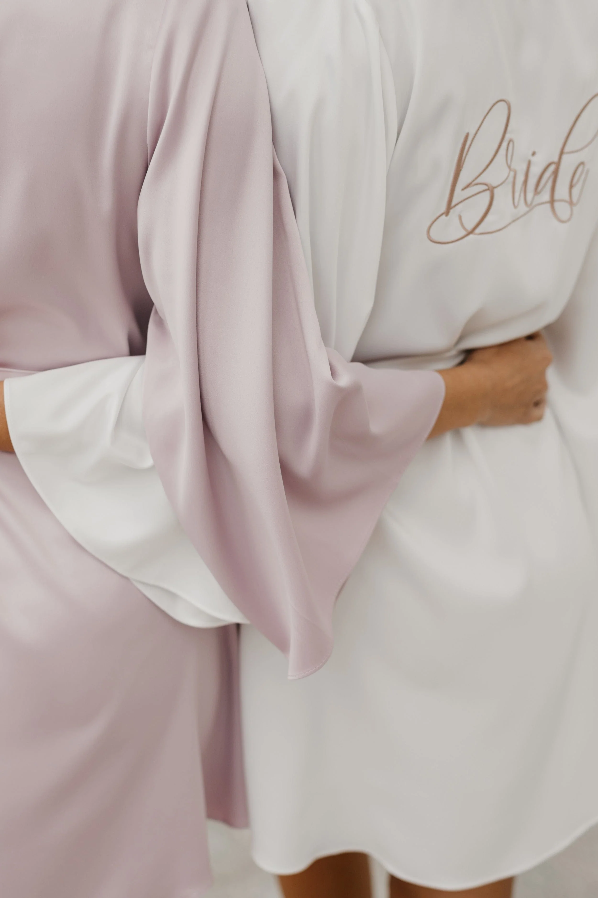 Willow Petal Hem Satin Trim Robe - Pastel Mauve - Image 5