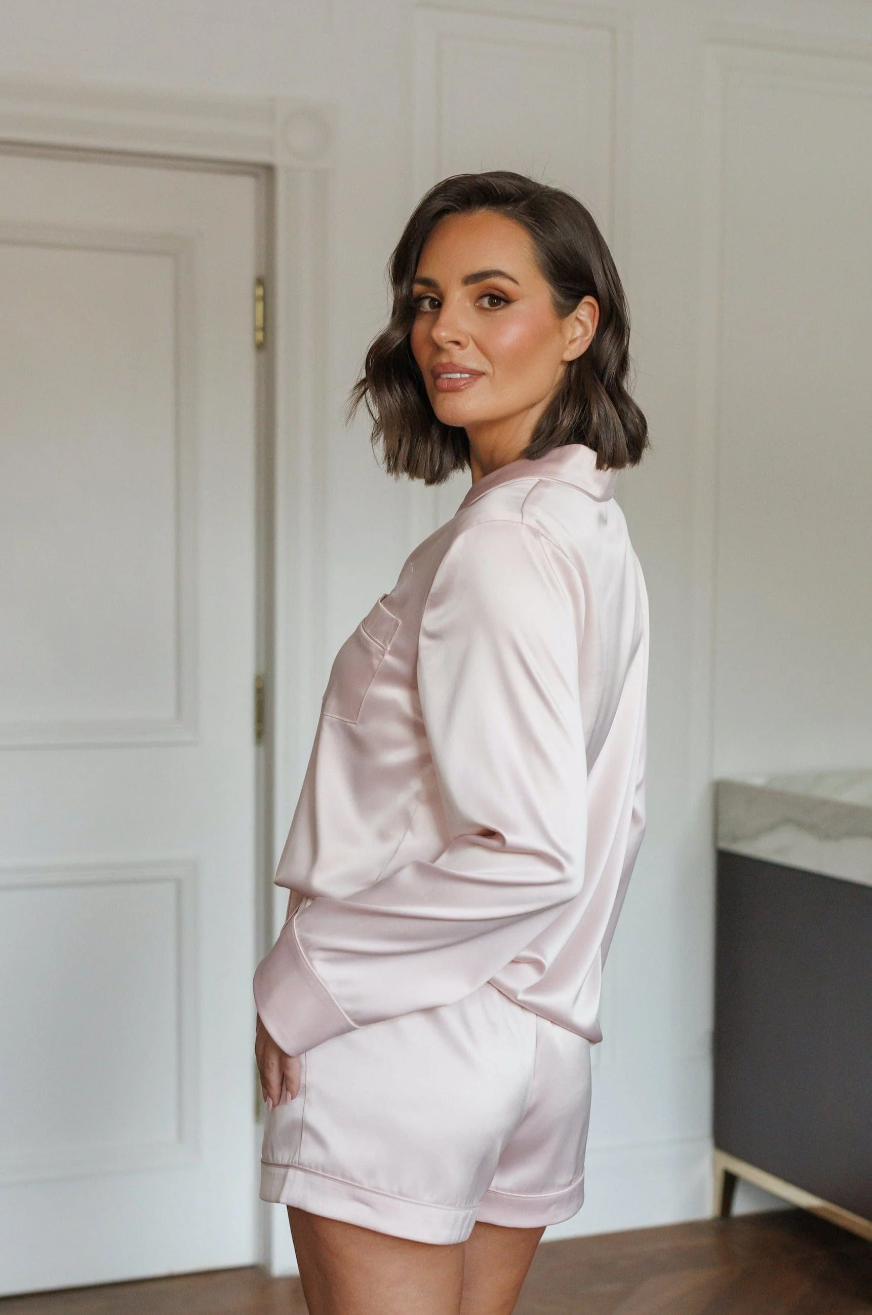 Zoe Premium Satin Bridesmaid Sleep Set Blush Pink - Image 10